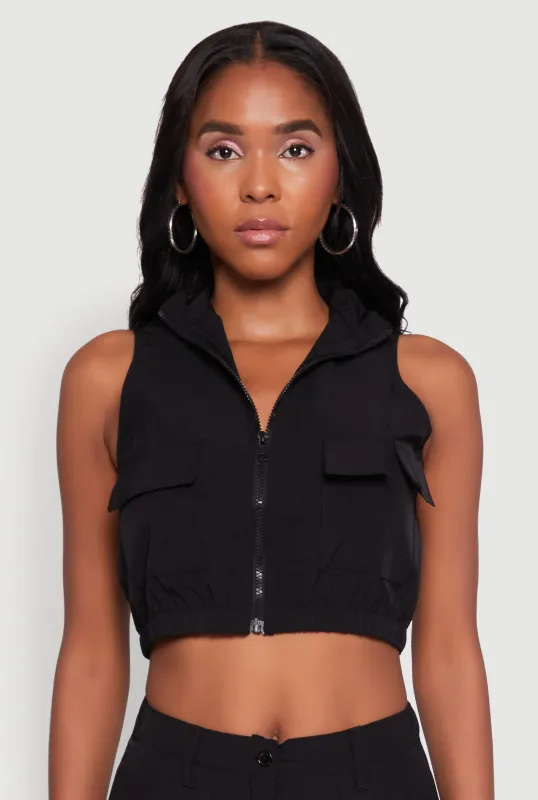 Cargo Pocket Zip Front Windbreaker Vest sold by Rainbow