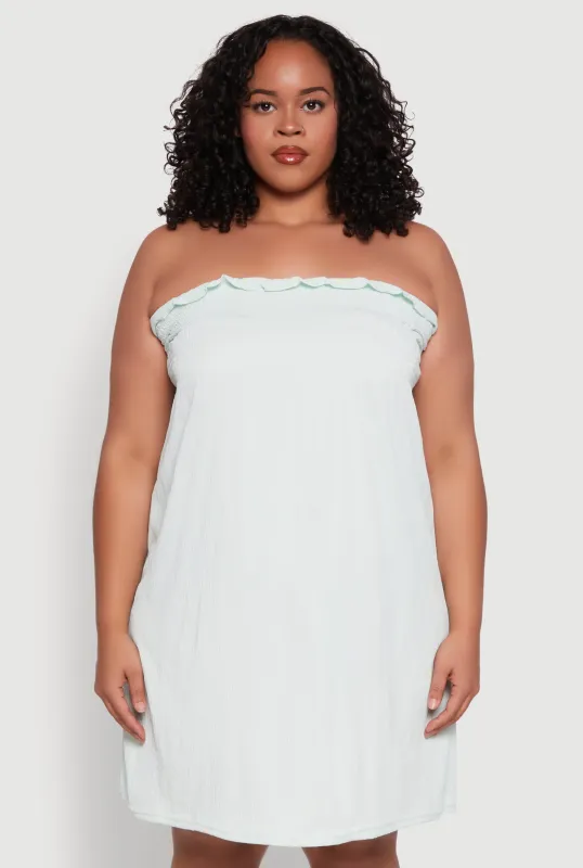 Plus Size Smocked Strapless Sleeveless Lingerie Pajama Nightgown sold by Rainbow