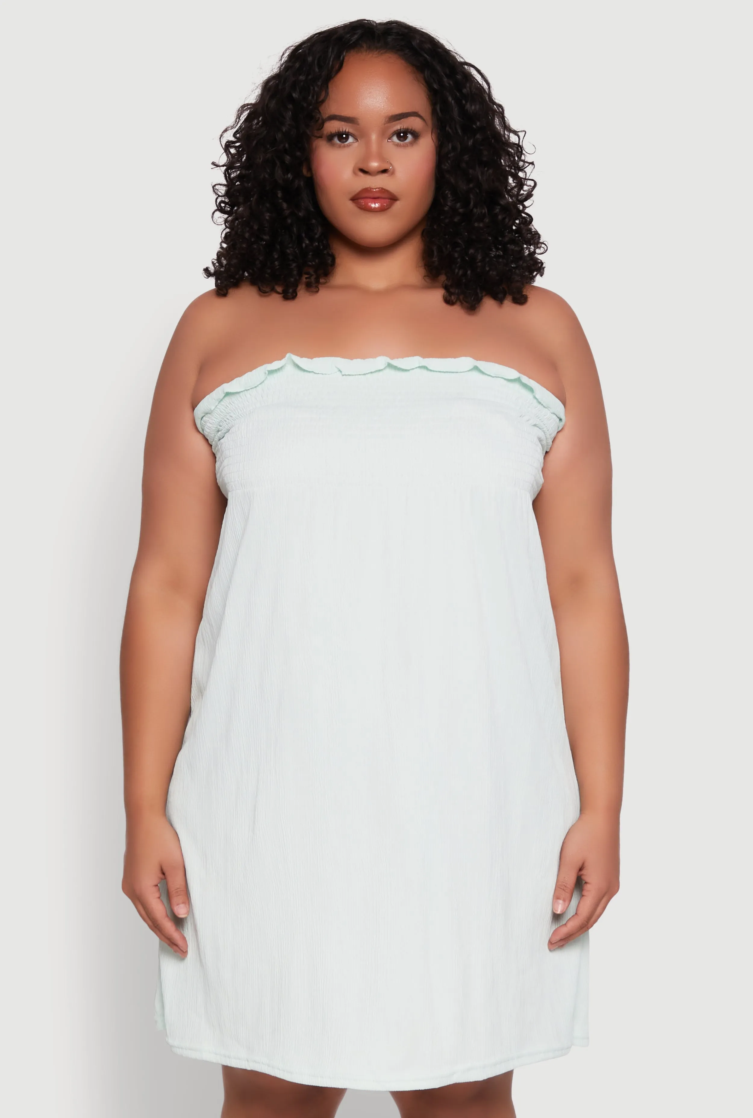 Plus Size Smocked Strapless Sleeveless Lingerie Pajama Nightgown sold by Rainbow