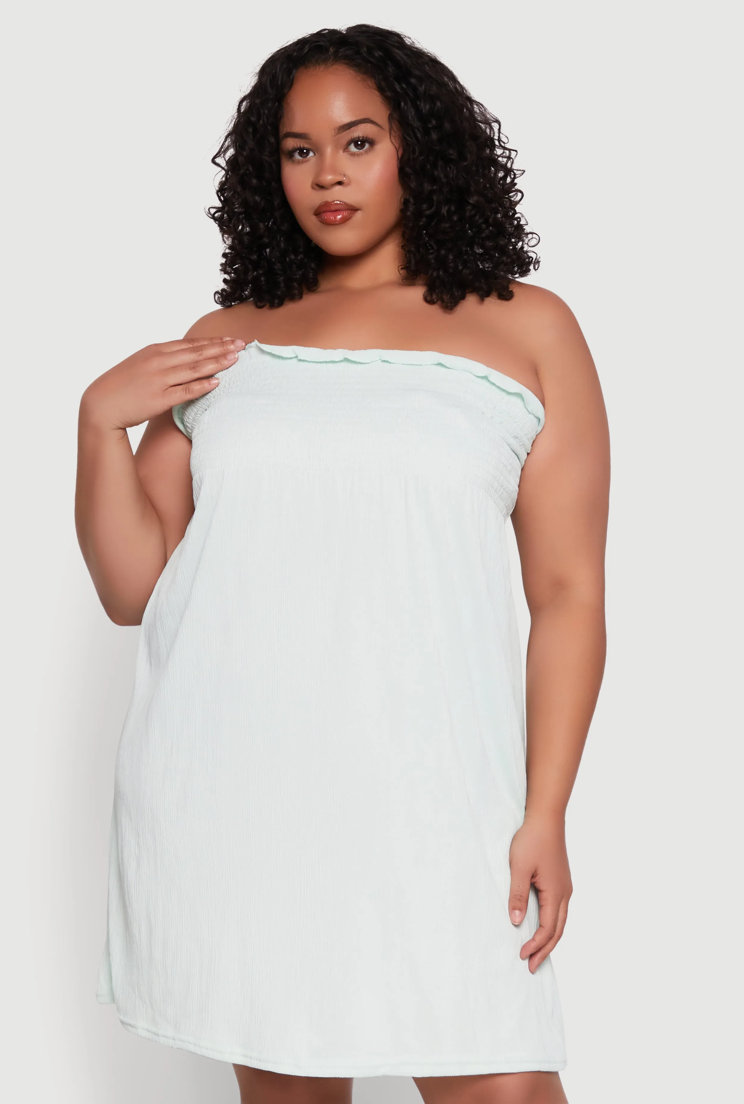 Plus Size Smocked Strapless Sleeveless Lingerie Pajama Nightgown sold by Rainbow product image thumbnail 2