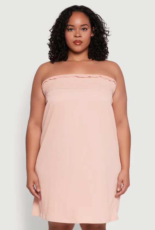 Plus Size Smocked Strapless Sleeveless Lingerie Pajama Nightgown sold by Rainbow