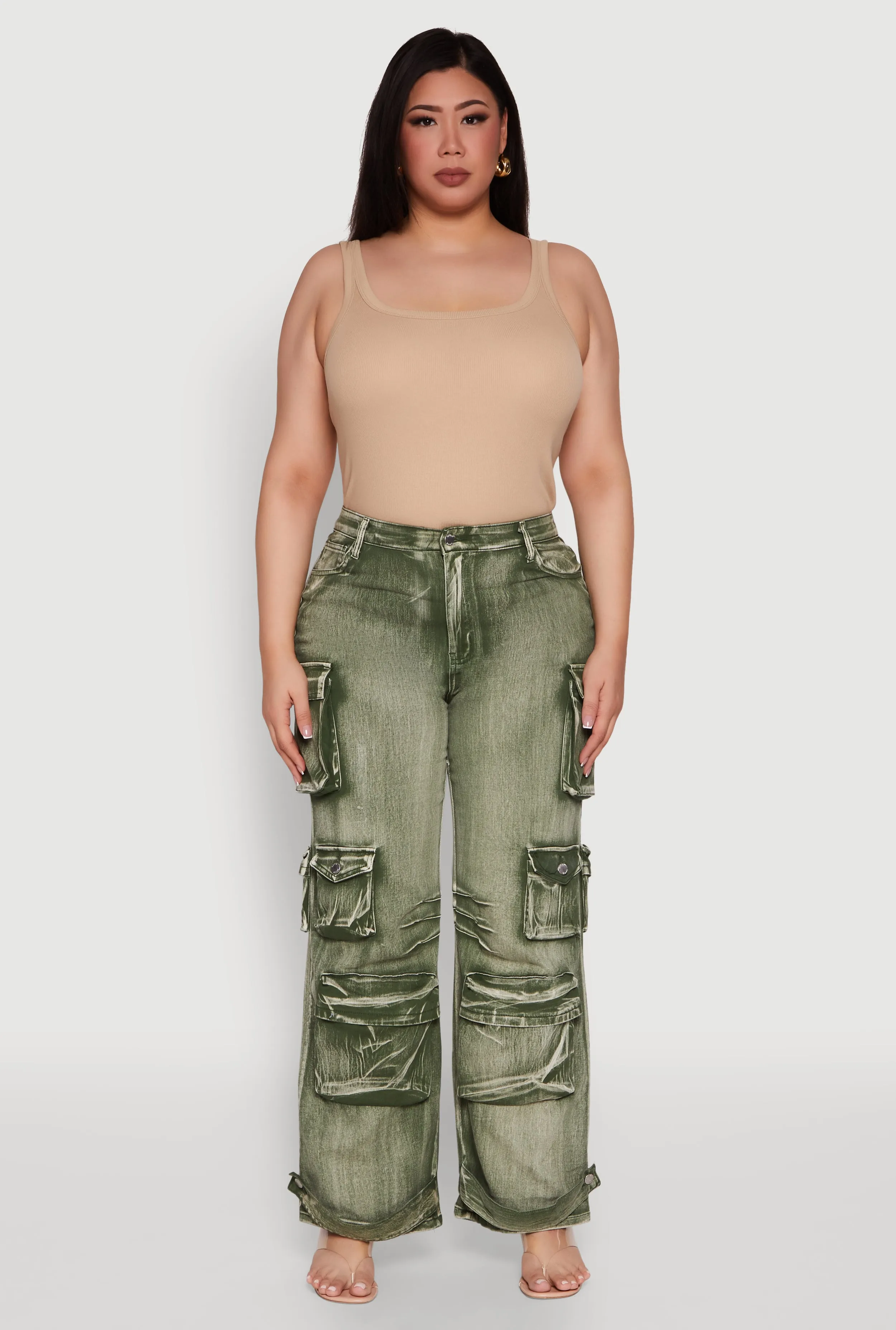 Plus Size Daisy High Waisted Straight Leg Denim Jeans with Cargo Pockets sold by Rainbow product image thumbnail 2