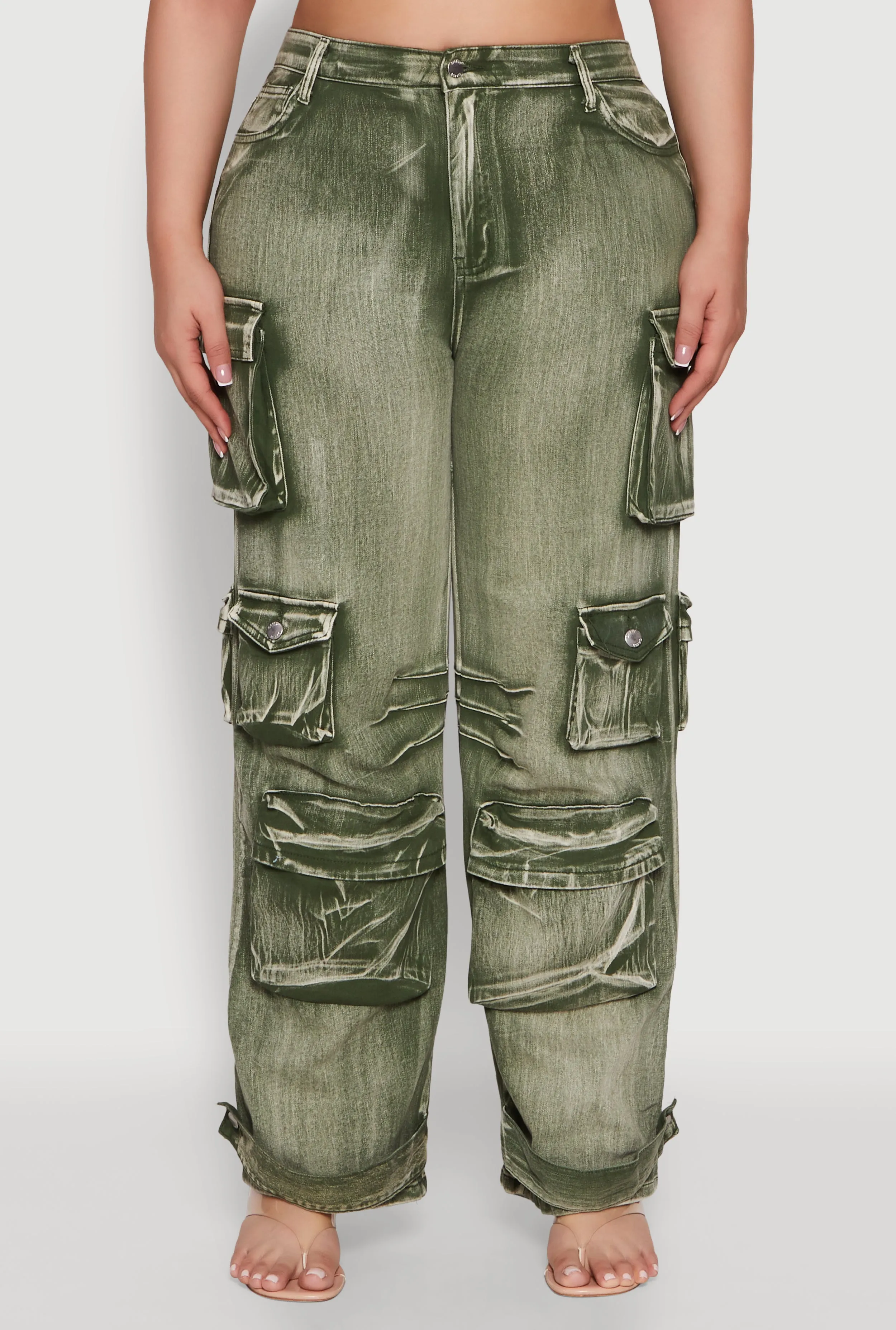 Plus Size Daisy High Waisted Straight Leg Denim Jeans with Cargo Pockets sold by Rainbow product image thumbnail 5