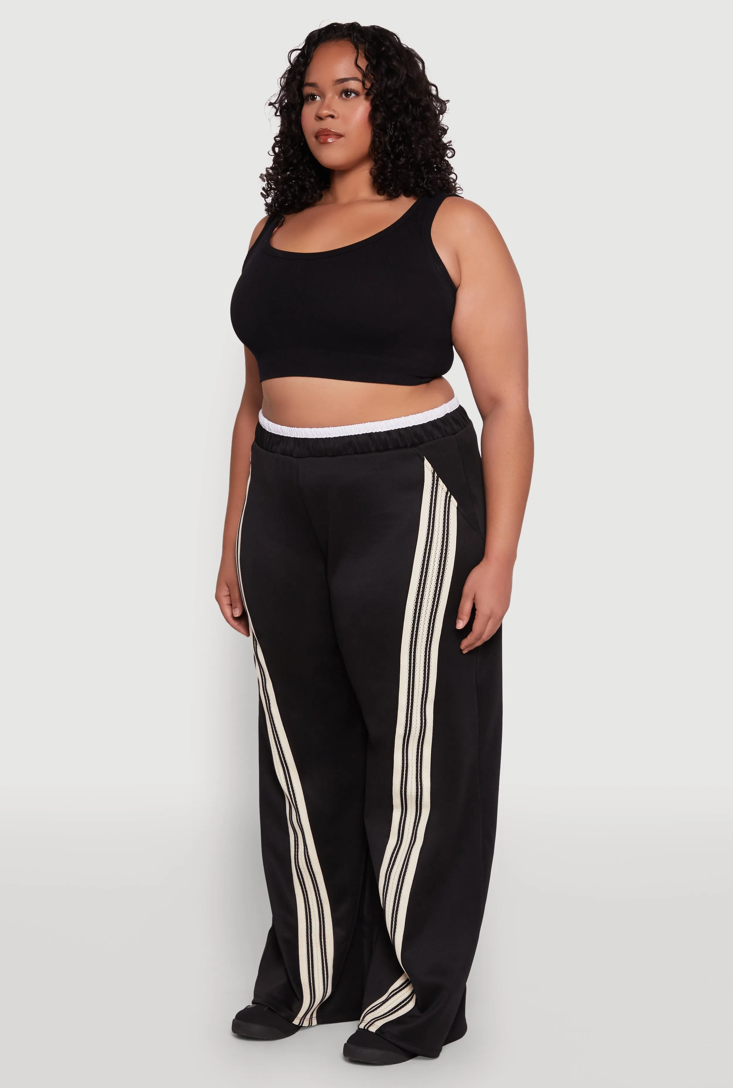 Plus Size Contrast Waistband Stripe Detail Pants sold by Rainbow product image thumbnail 3