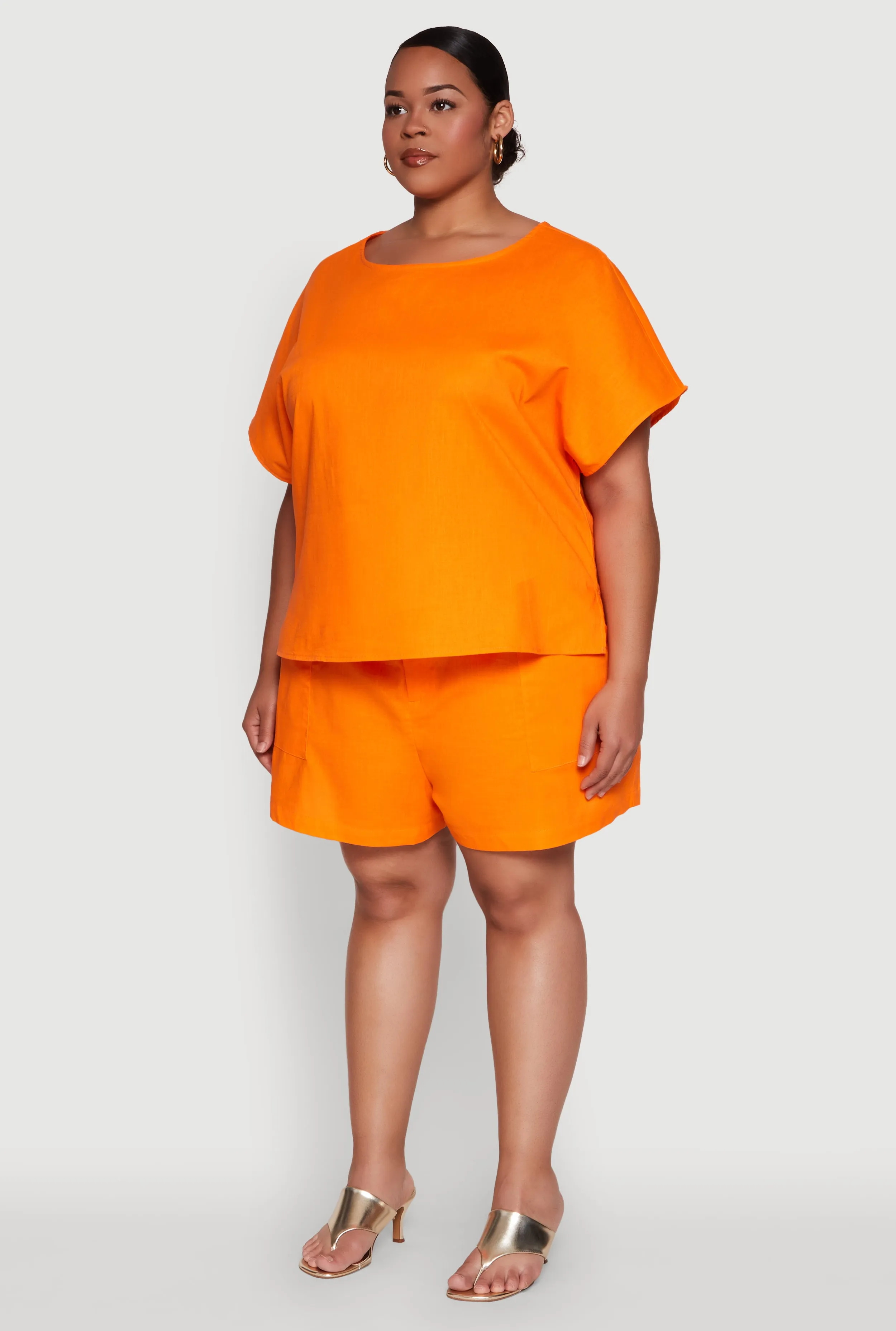 Plus Size Button Back Keyhole Short Sleeve Top sold by Rainbow product image thumbnail 5