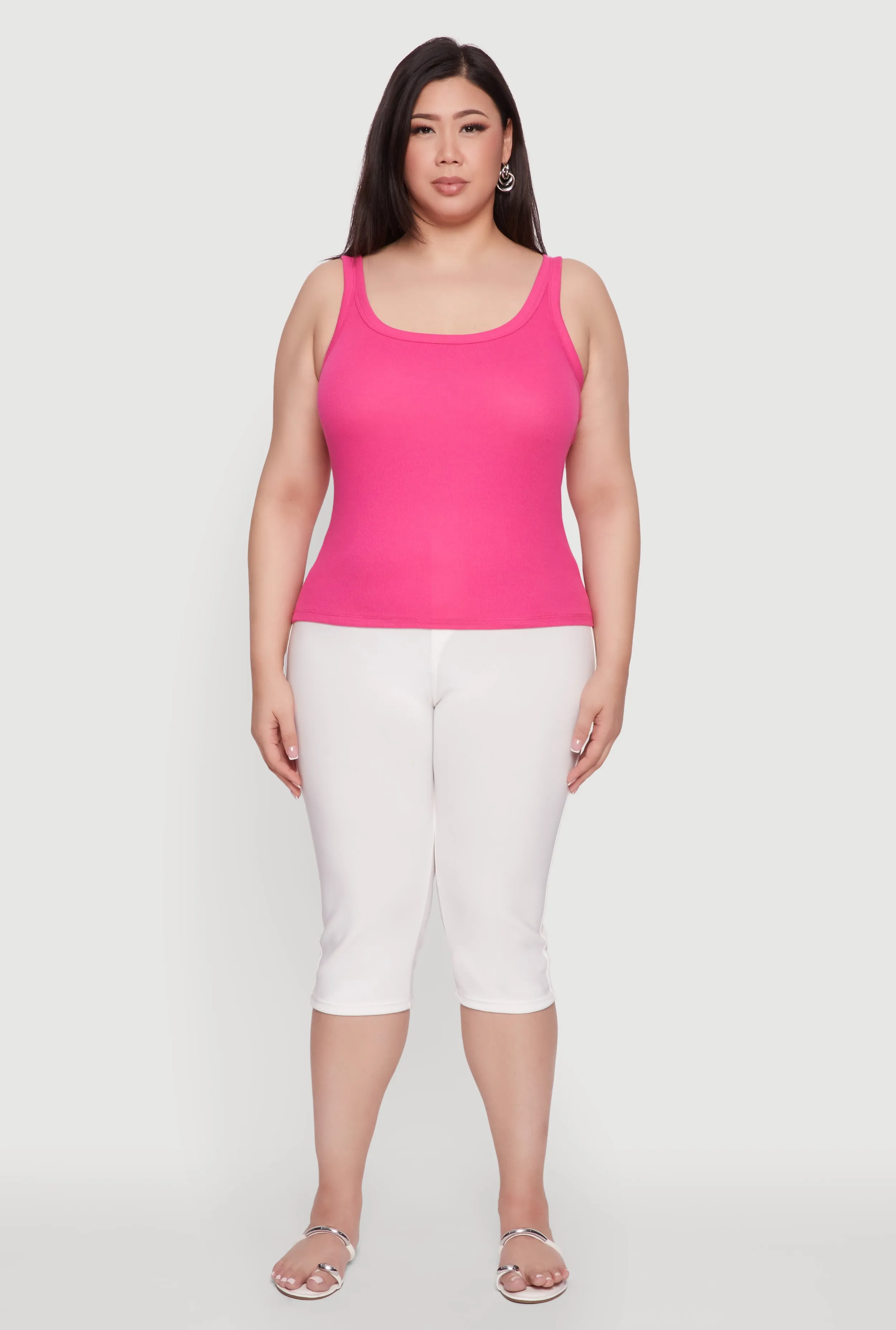 Plus Size Rib Knit Basic Tank Top sold by Rainbow