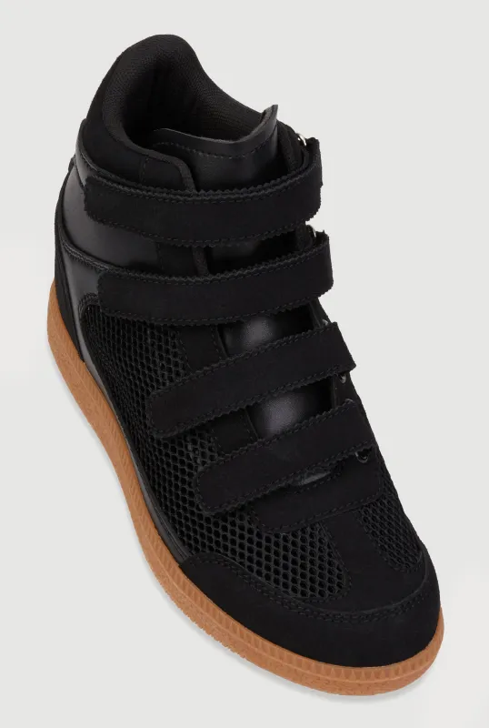Stylish Fishnet Wedge Sneakers with Velcro Straps sold by Rainbow