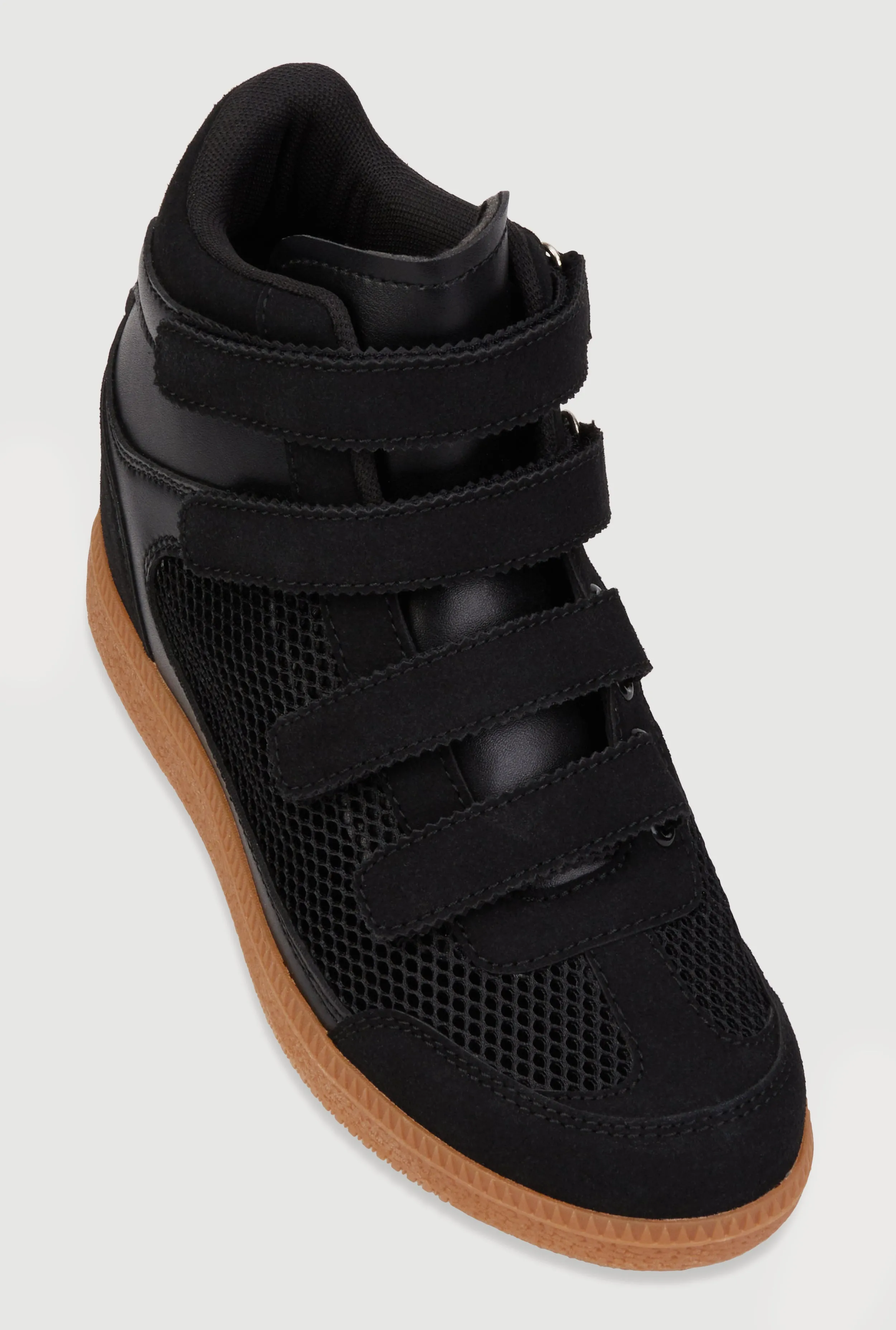 Stylish Fishnet Wedge Sneakers with Velcro Straps sold by Rainbow