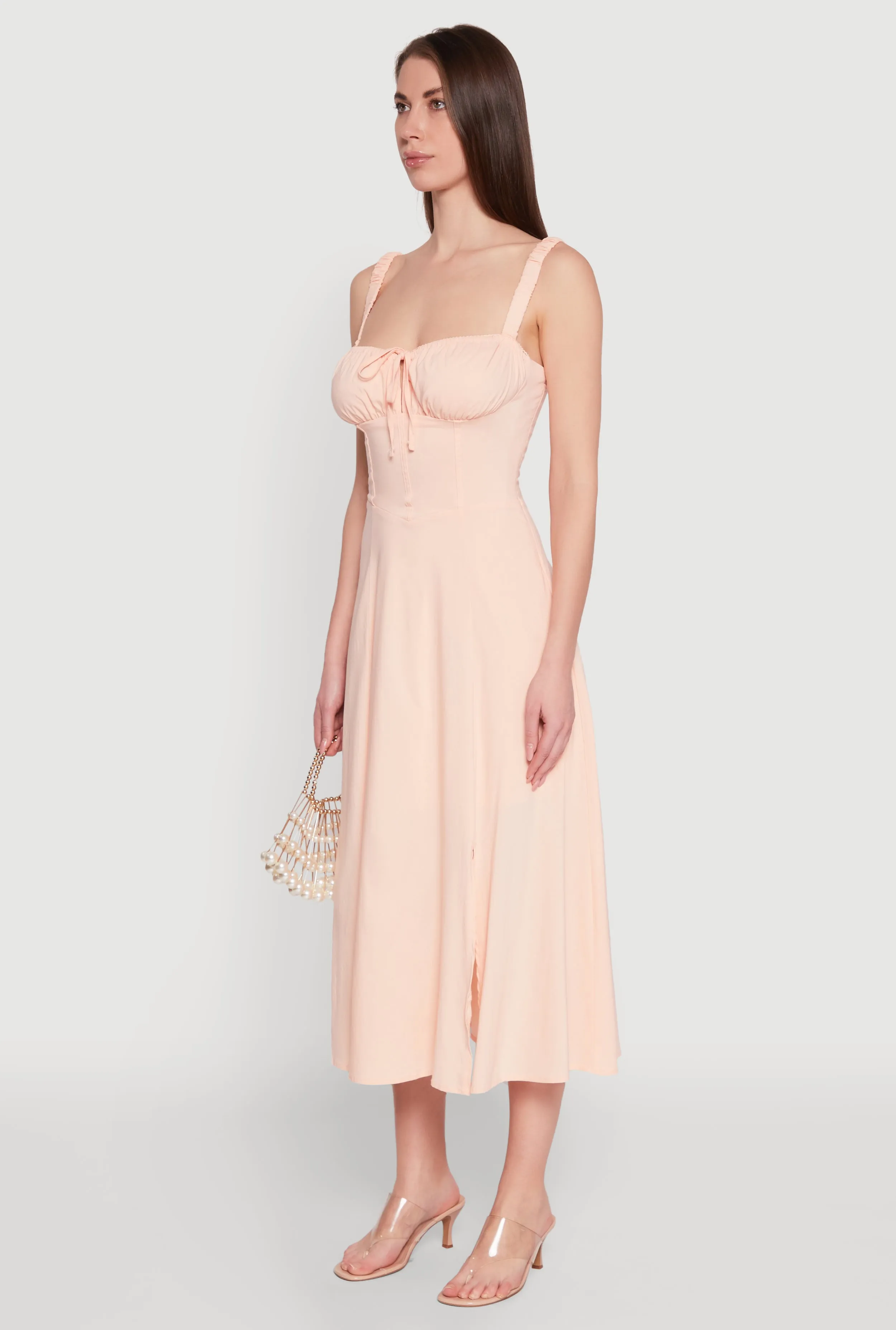 Chic Sleeveless Sundress with Lace & Ruching, Casual Style sold by Rainbow product image thumbnail 3