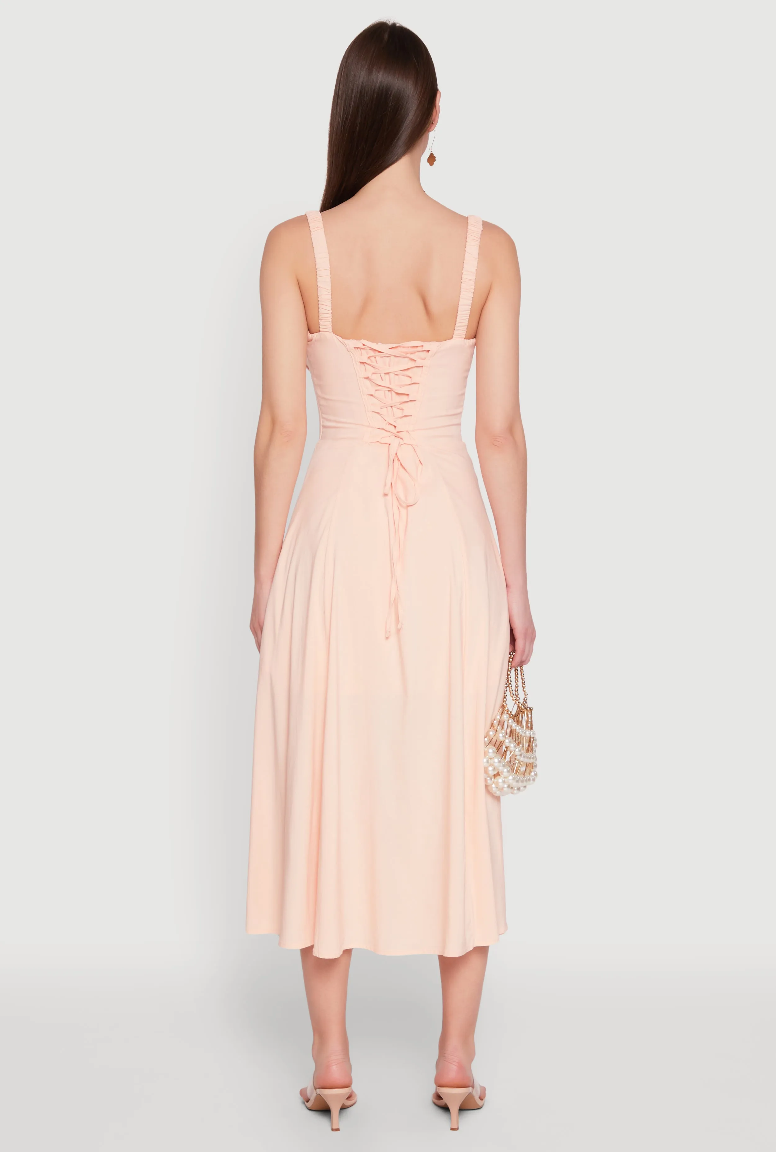 Chic Sleeveless Sundress with Lace & Ruching, Casual Style sold by Rainbow product image thumbnail 5