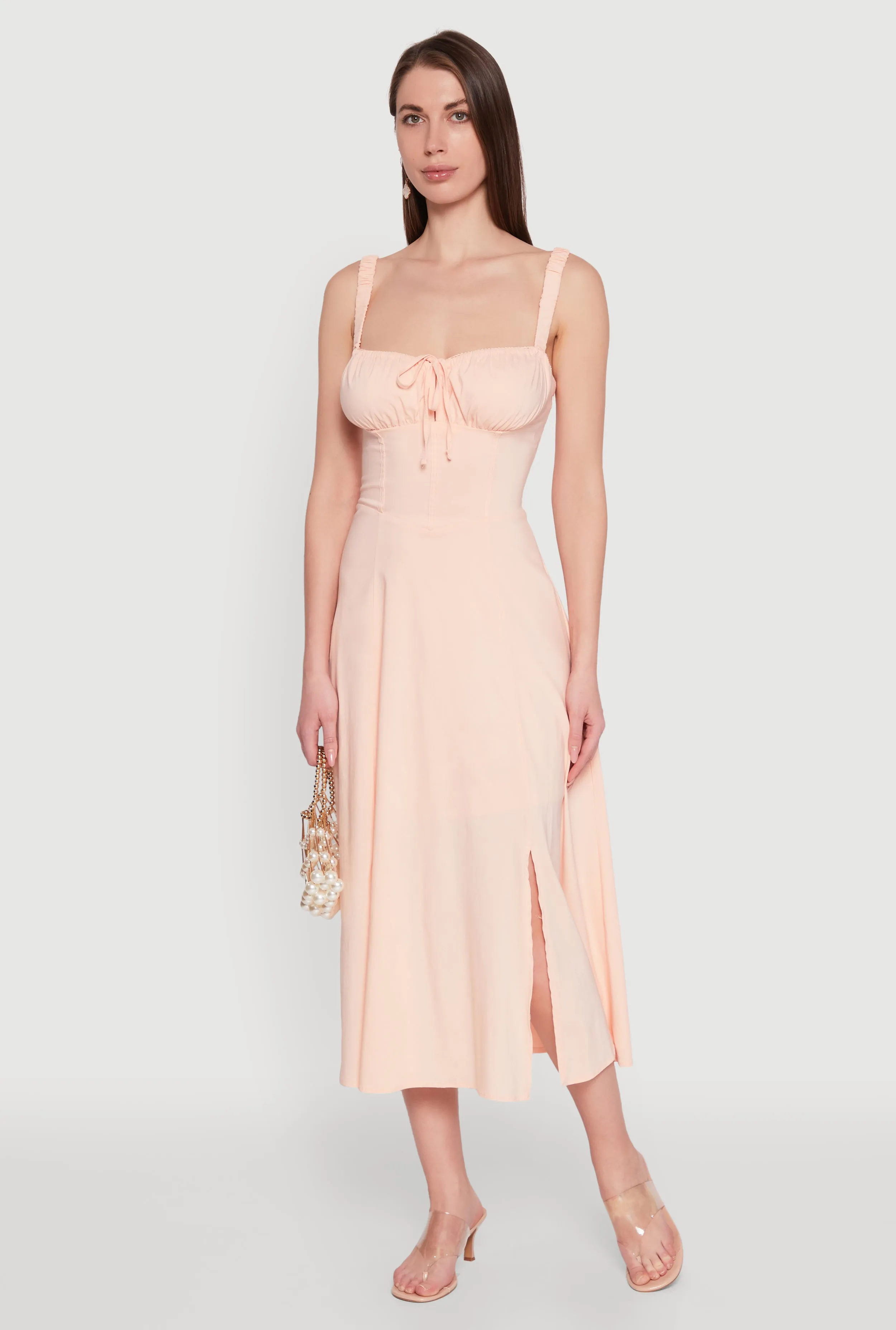 Chic Sleeveless Sundress with Lace & Ruching, Casual Style sold by Rainbow product image thumbnail 2