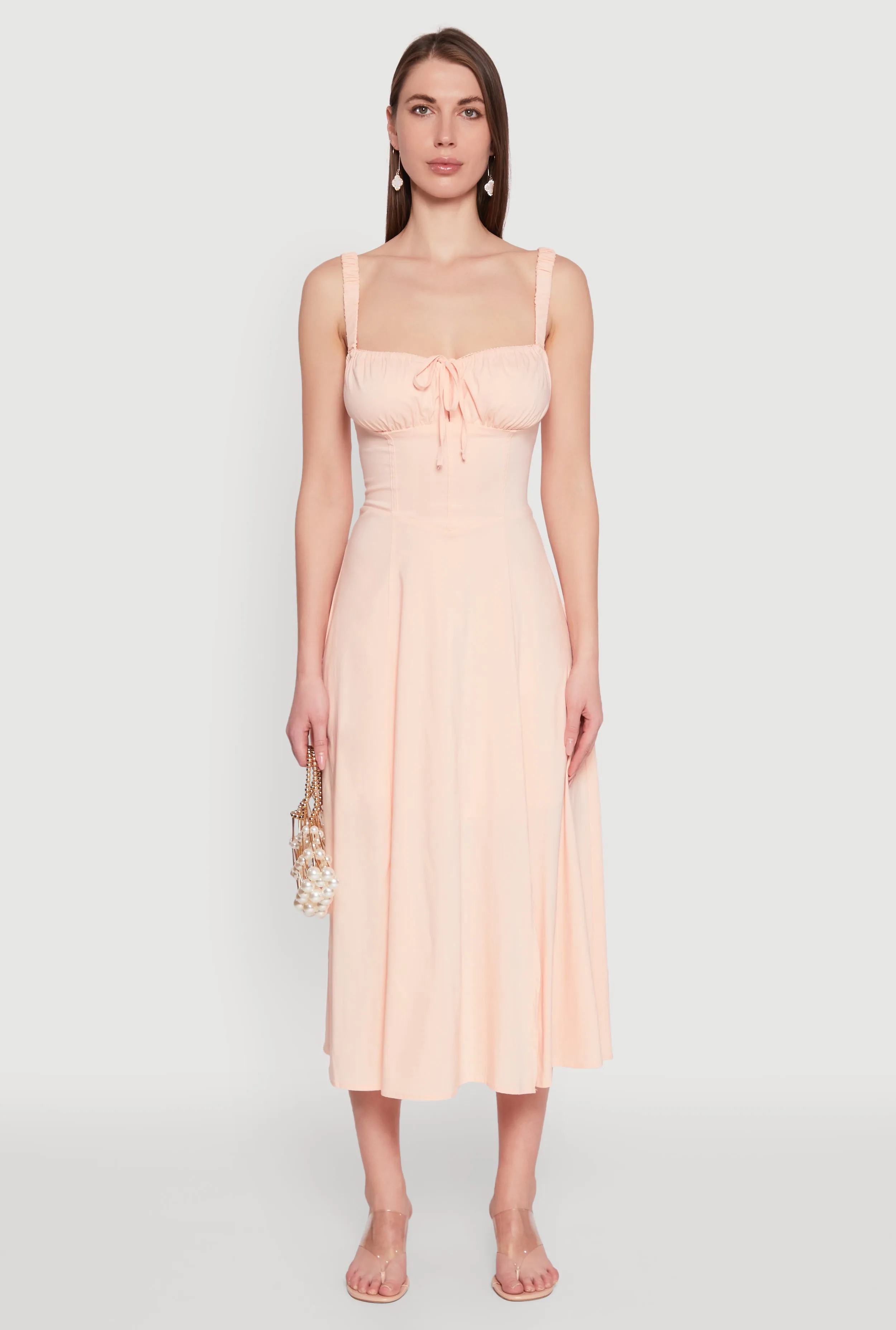 Chic Sleeveless Sundress with Lace & Ruching, Casual Style sold by Rainbow