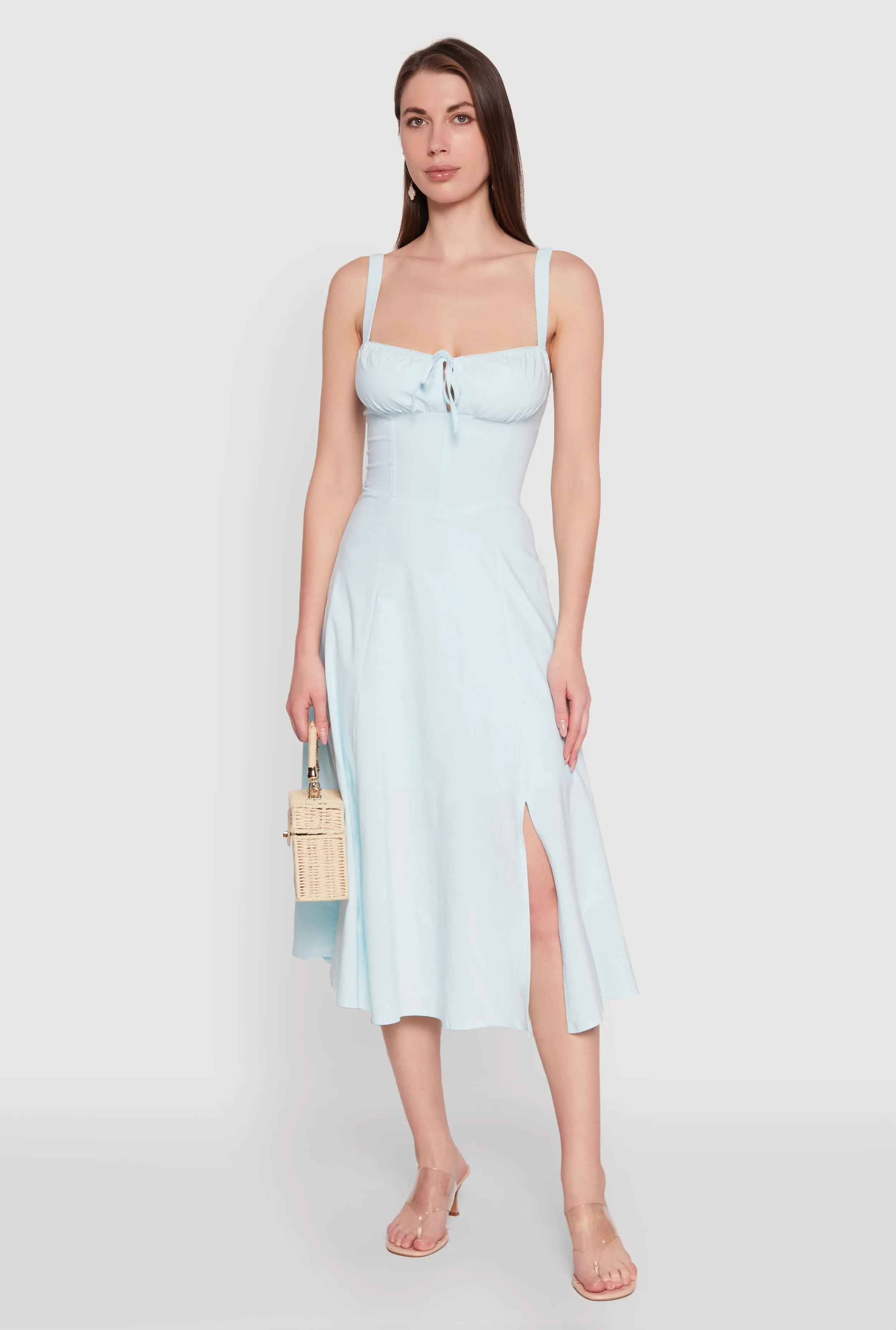 Chic Sleeveless Sundress with Lace & Ruching, Casual Style sold by Rainbow