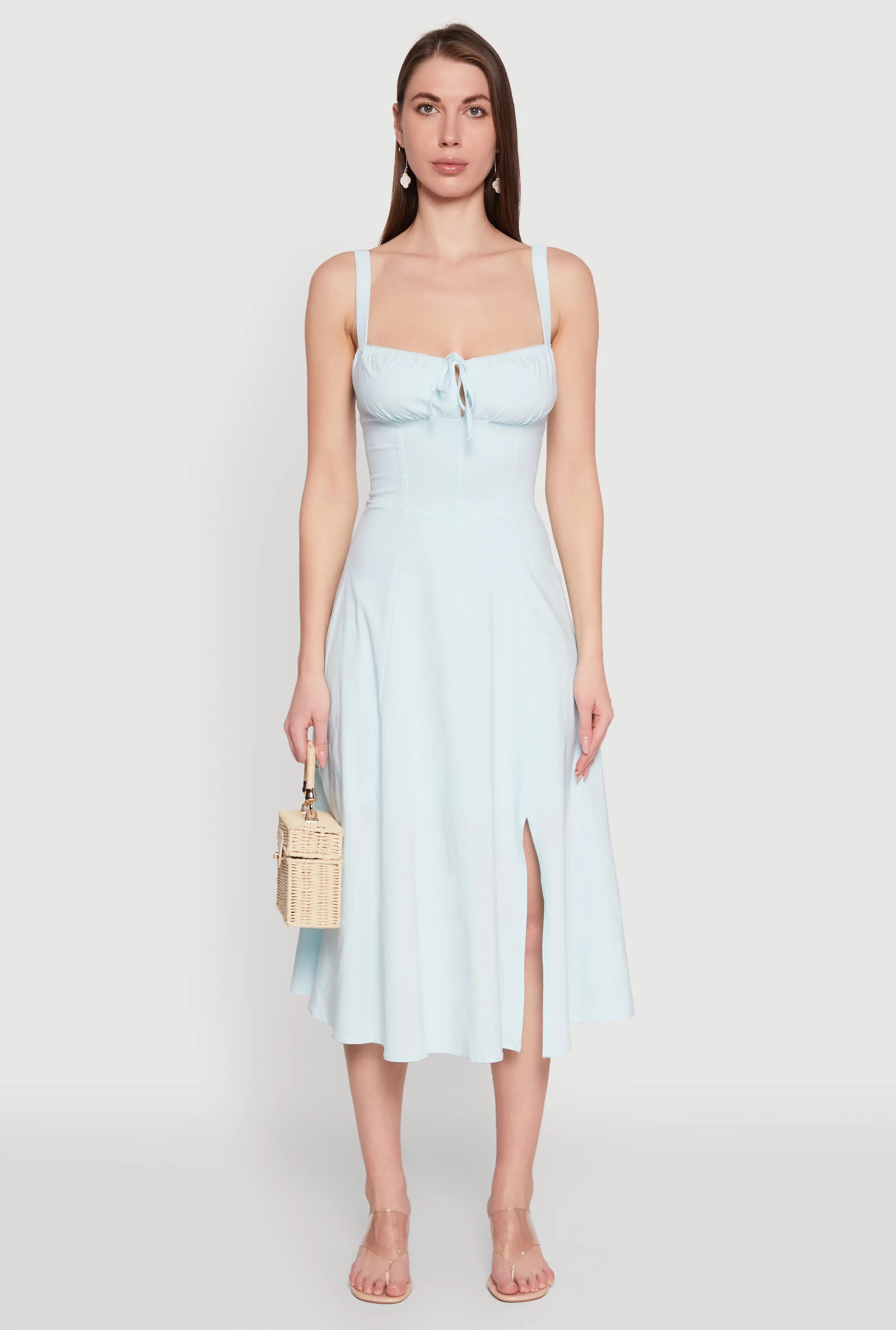 Chic Sleeveless Sundress with Lace & Ruching, Casual Style sold by Rainbow product image thumbnail 2