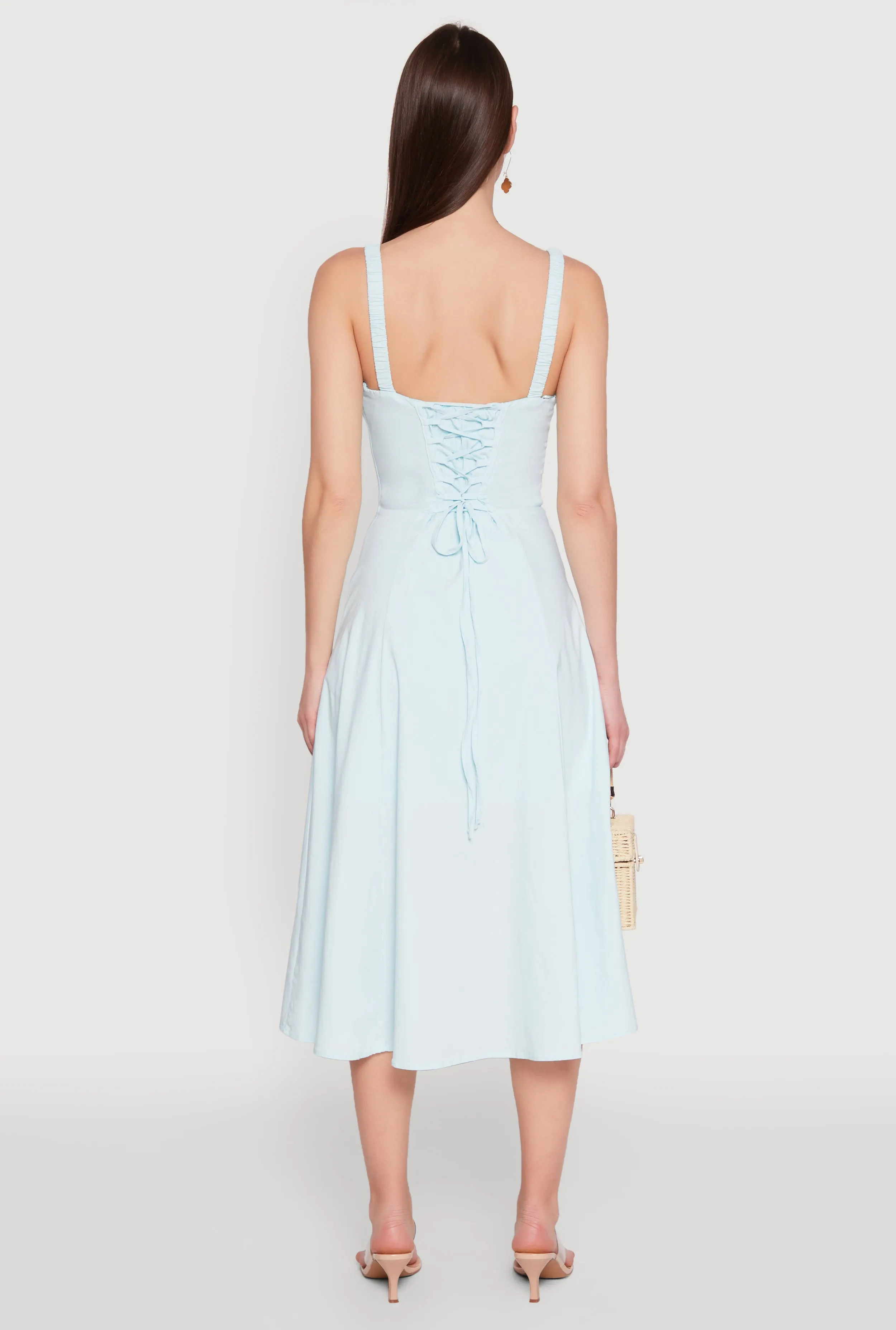 Chic Sleeveless Sundress with Lace & Ruching, Casual Style sold by Rainbow product image thumbnail 5