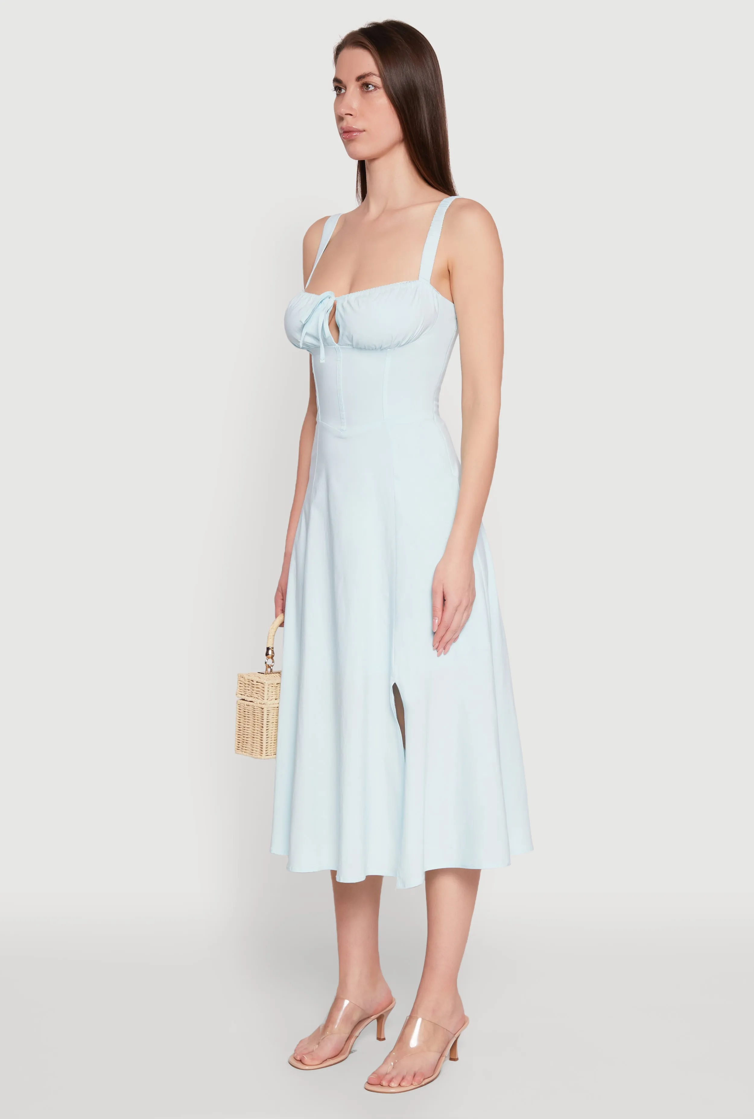 Chic Sleeveless Sundress with Lace & Ruching, Casual Style sold by Rainbow product image thumbnail 3