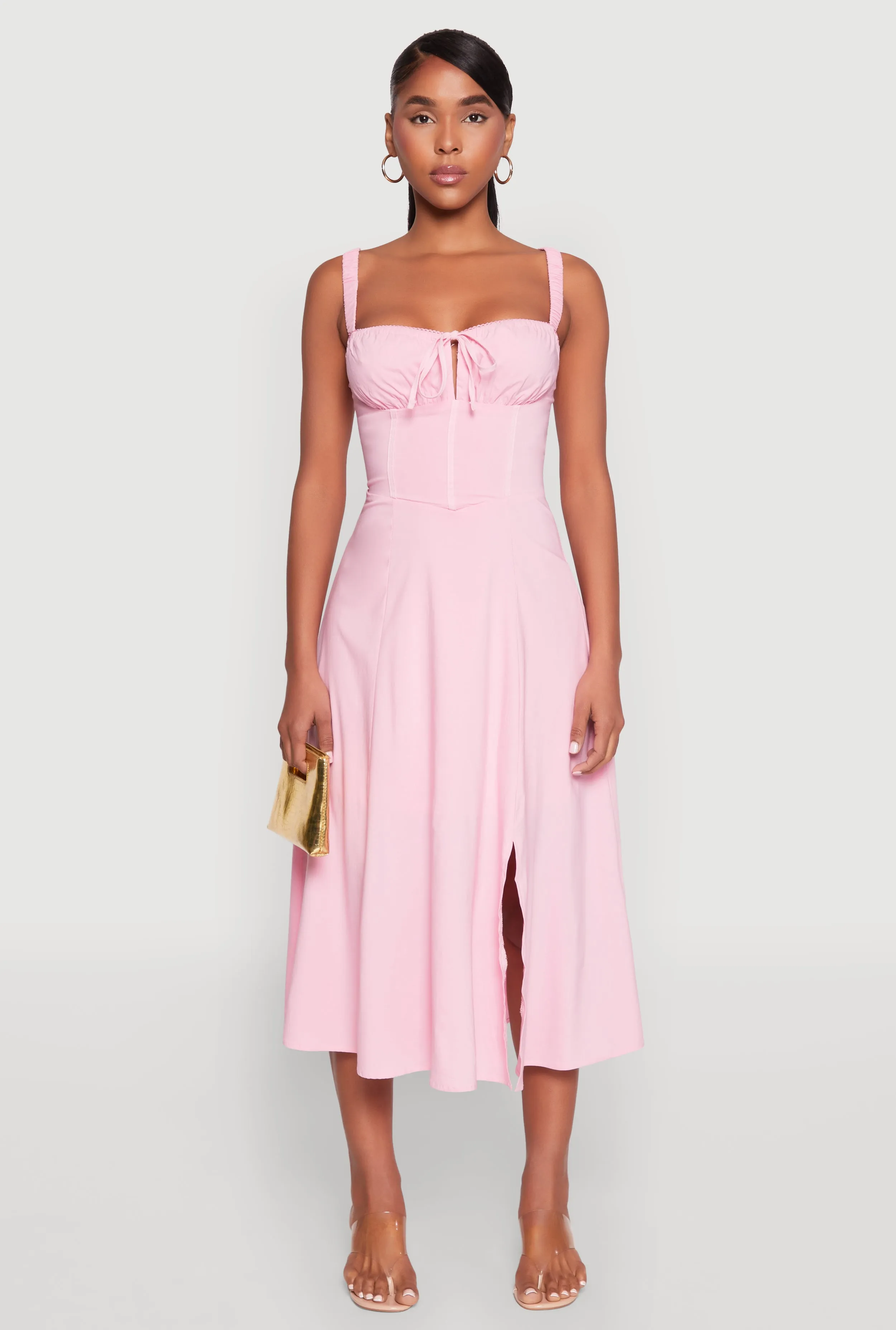 Chic Sleeveless Sundress with Lace & Ruching, Casual Style sold by Rainbow product image thumbnail 2