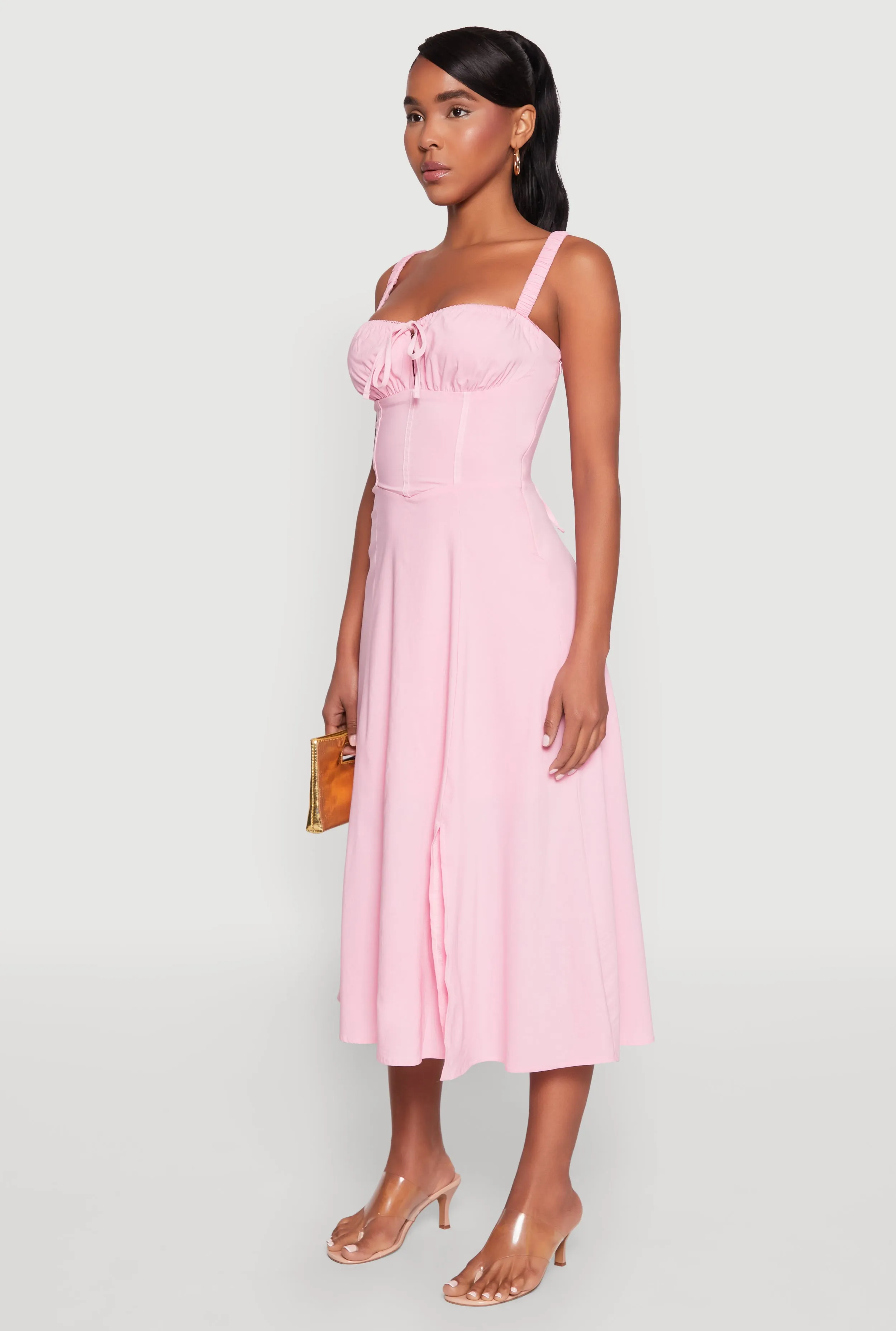 Chic Sleeveless Sundress with Lace & Ruching, Casual Style sold by Rainbow product image thumbnail 3