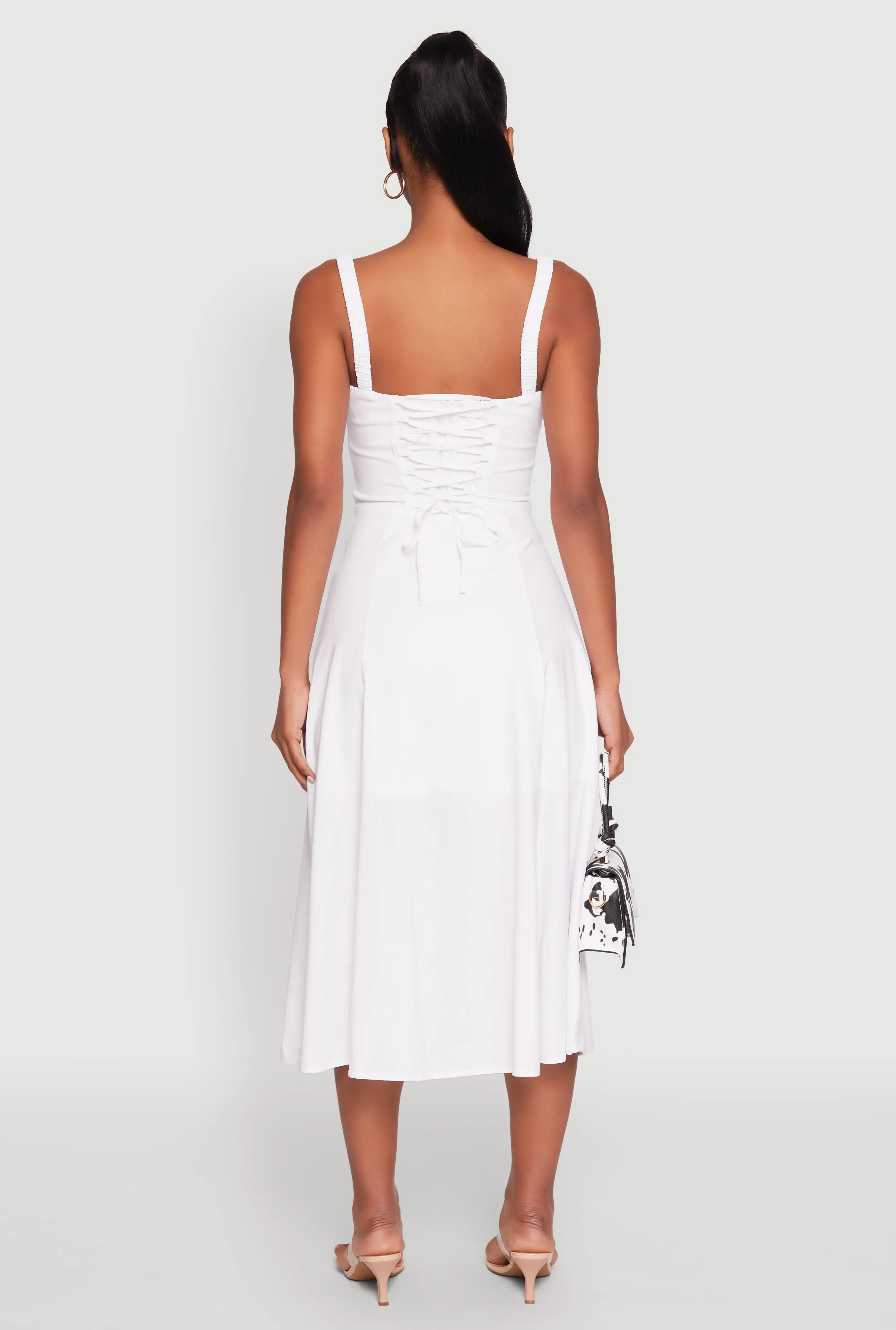 Chic Sleeveless Sundress with Lace & Ruching, Casual Style sold by Rainbow product image thumbnail 5