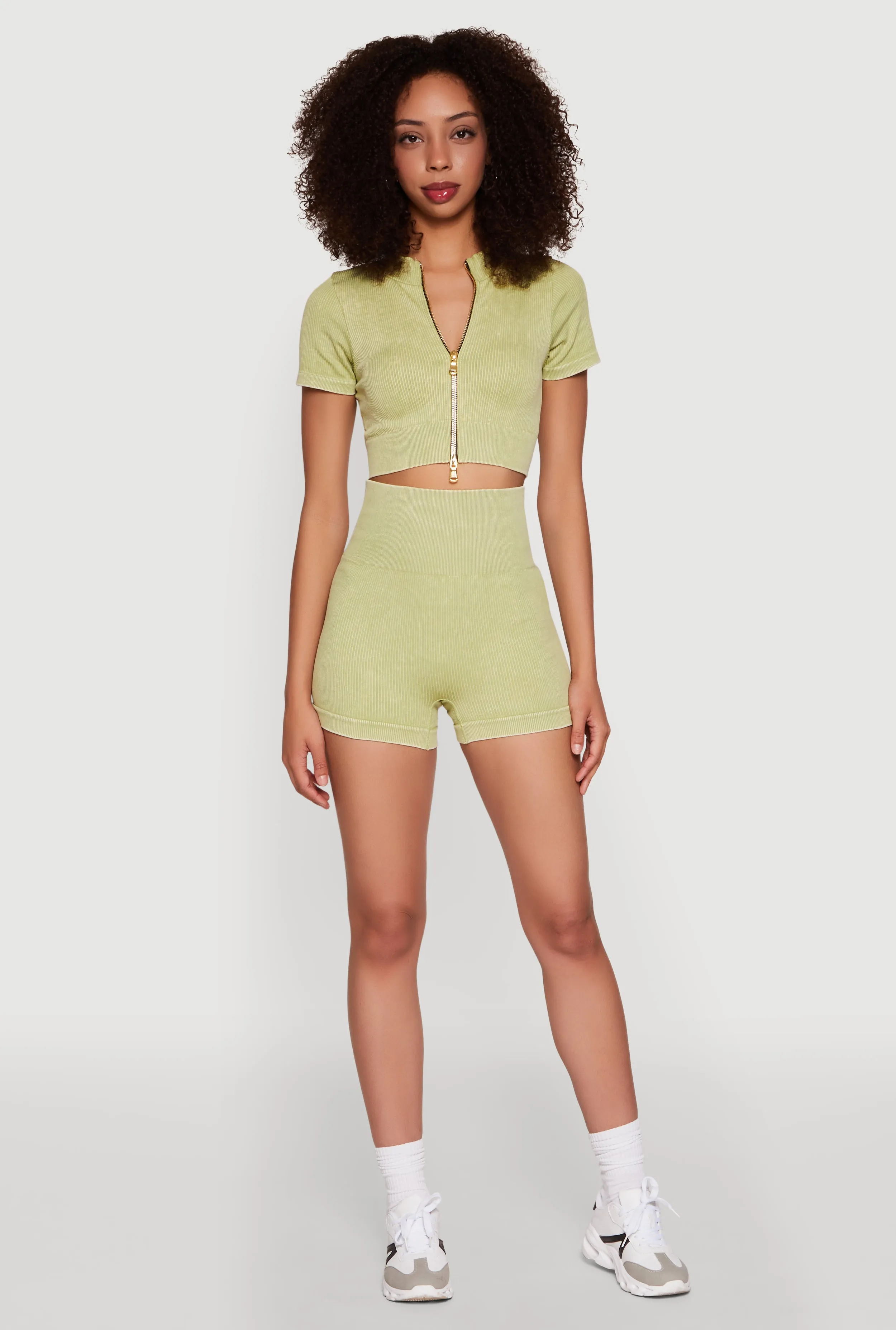 Daisy Seamless Double Zip Front Crop Top sold by Rainbow product image thumbnail 2