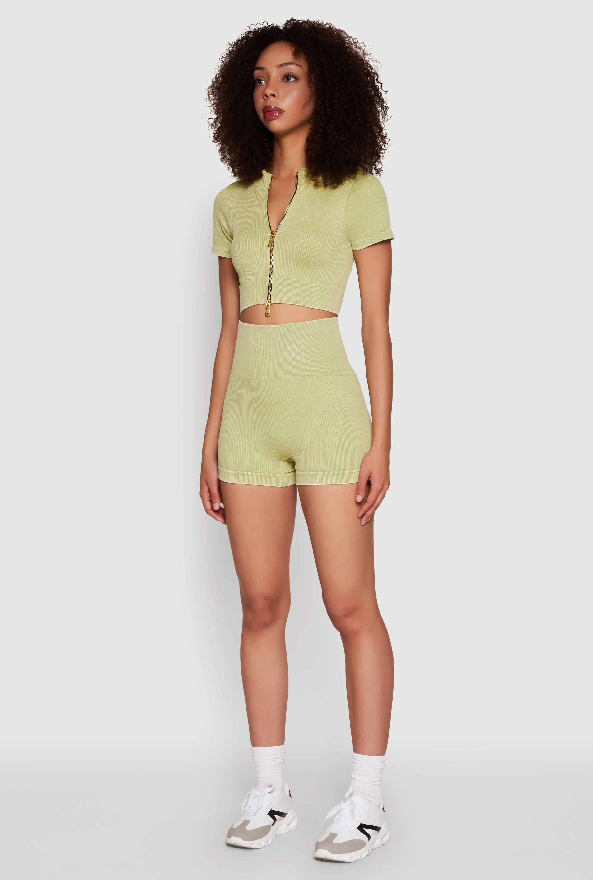 Daisy Seamless Double Zip Front Crop Top sold by Rainbow product image thumbnail 5