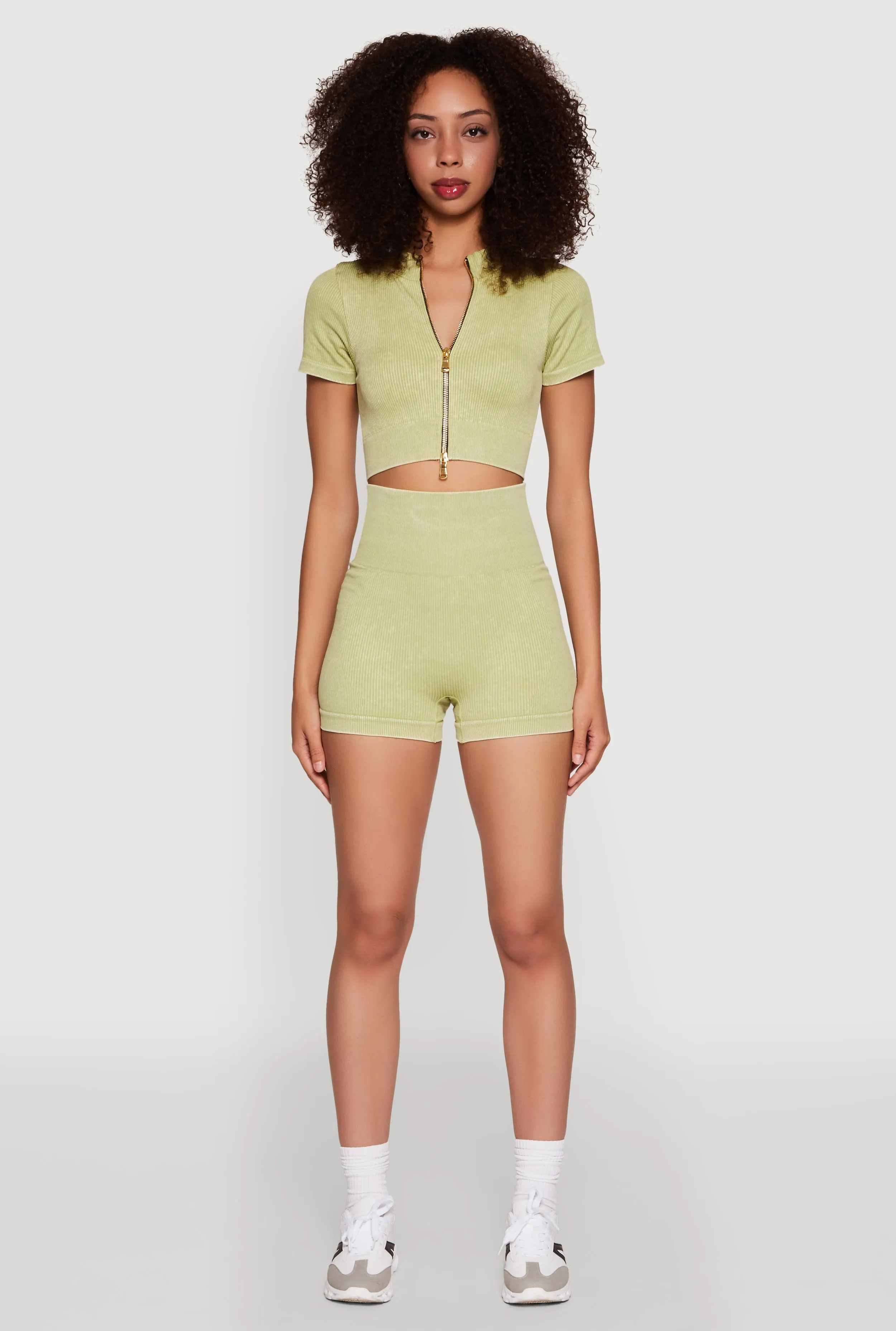 Daisy Seamless Double Zip Front Crop Top sold by Rainbow product image thumbnail 3