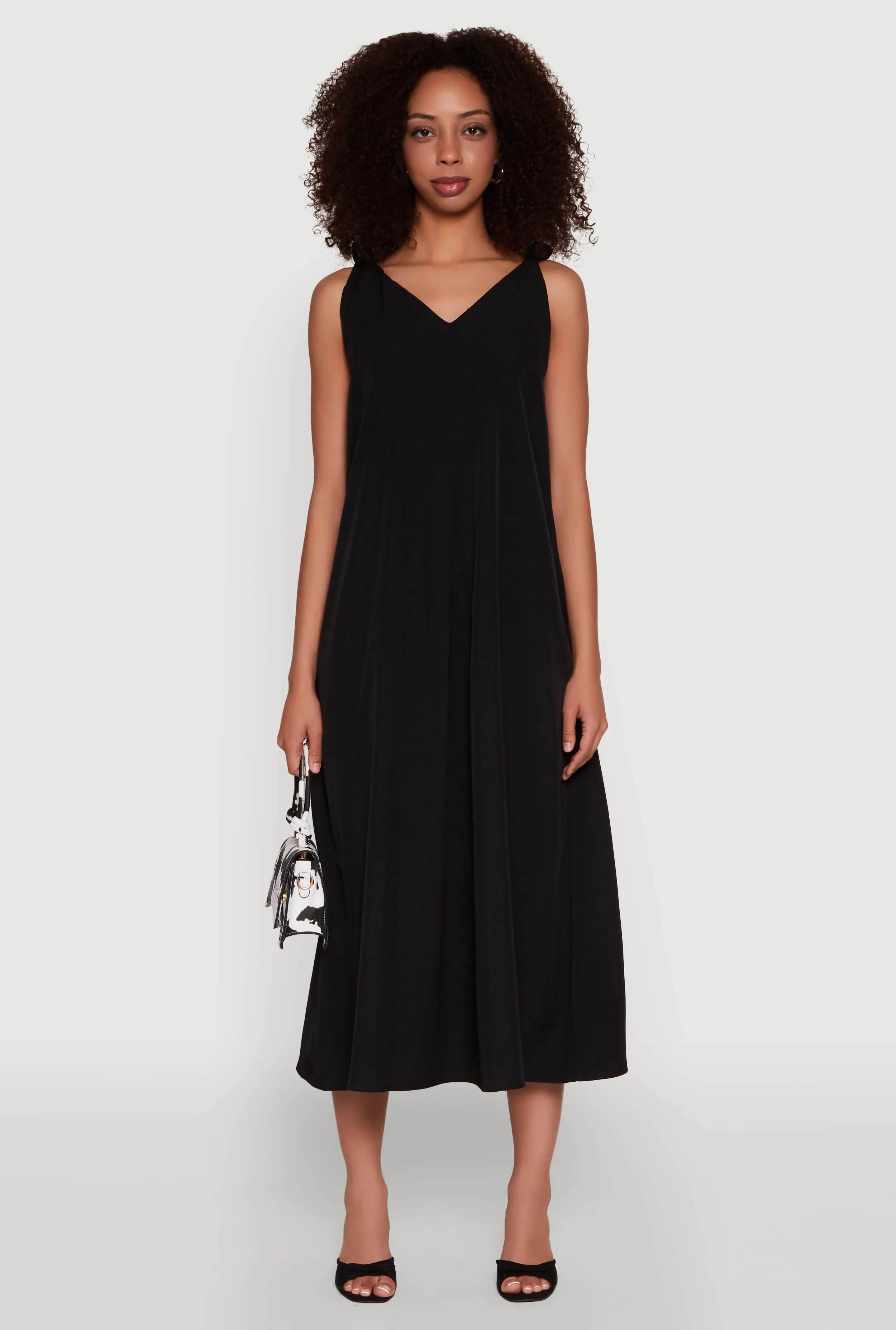 Chic V-Neck Knot Strap Pleated Detail Sundress for Summer sold by Rainbow product image thumbnail 2