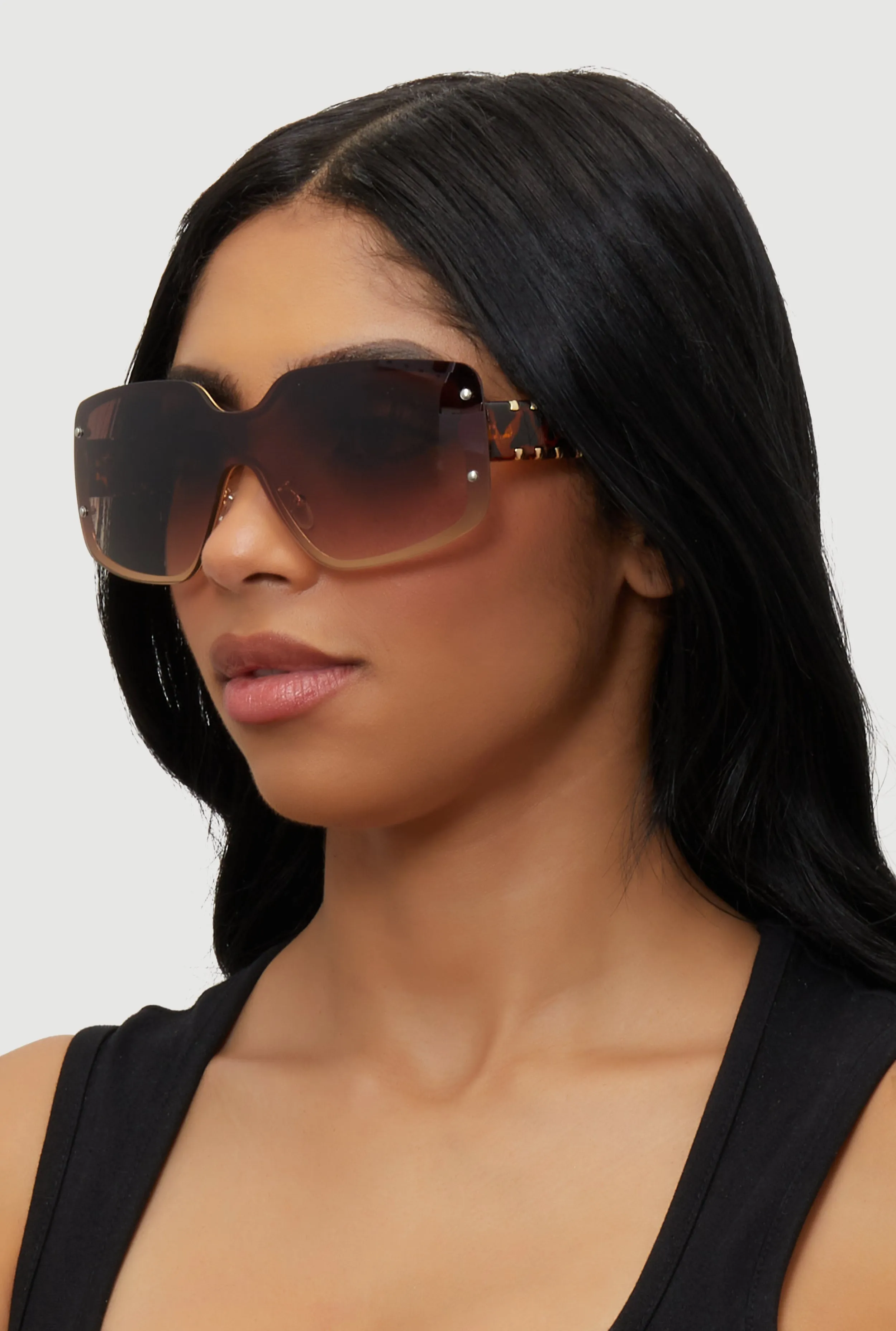 Gradient Lens Shield Sunglasses with Stud Detail sold by Rainbow product image thumbnail 2