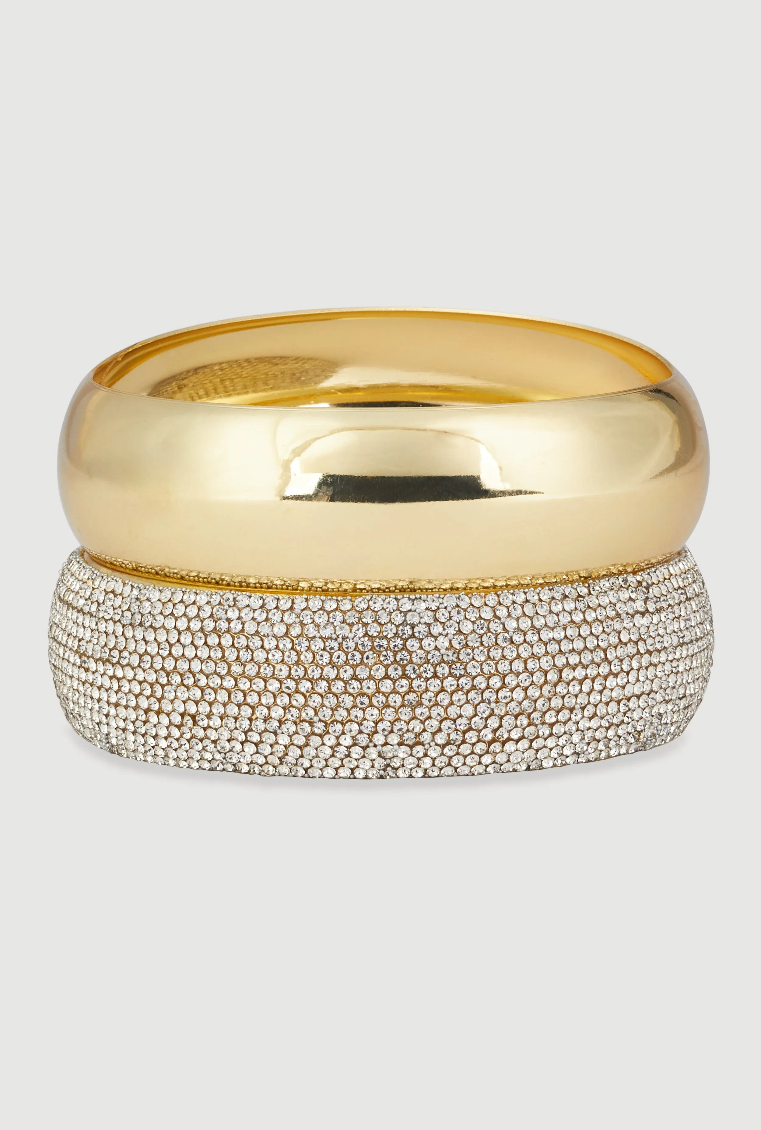 Rhinestone Shiny Metallic 2-Piece Bracelet Set sold by Rainbow