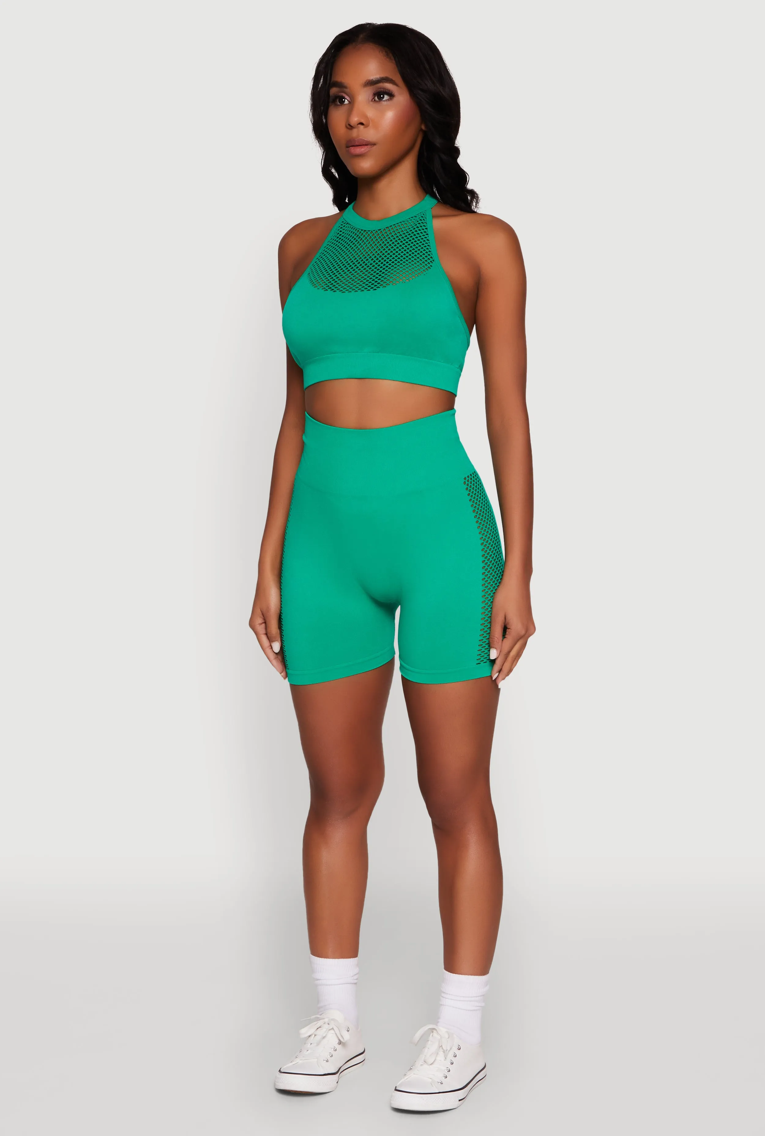 Seamless Laser Cut Caged Back Crop Top sold by Rainbow product image thumbnail 5