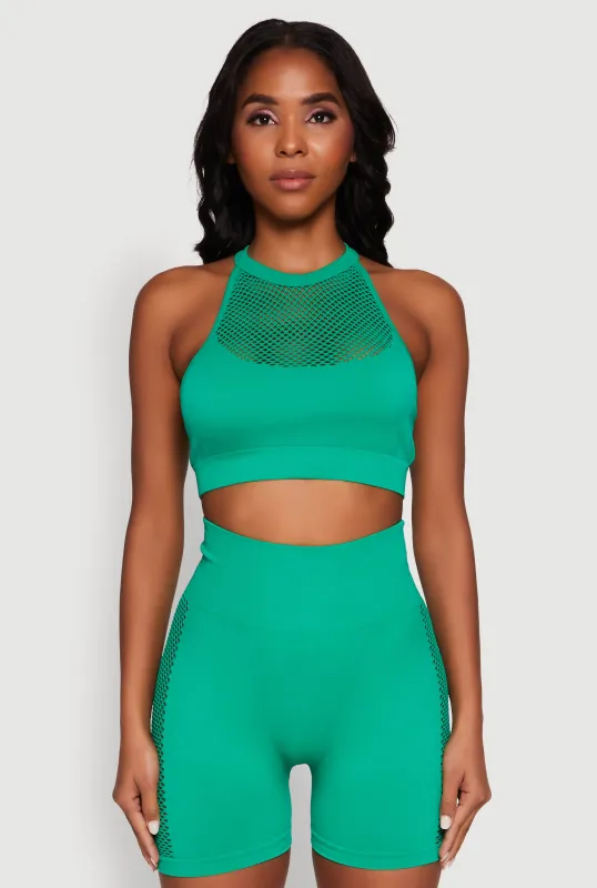 Seamless Laser Cut Caged Back Crop Top sold by Rainbow