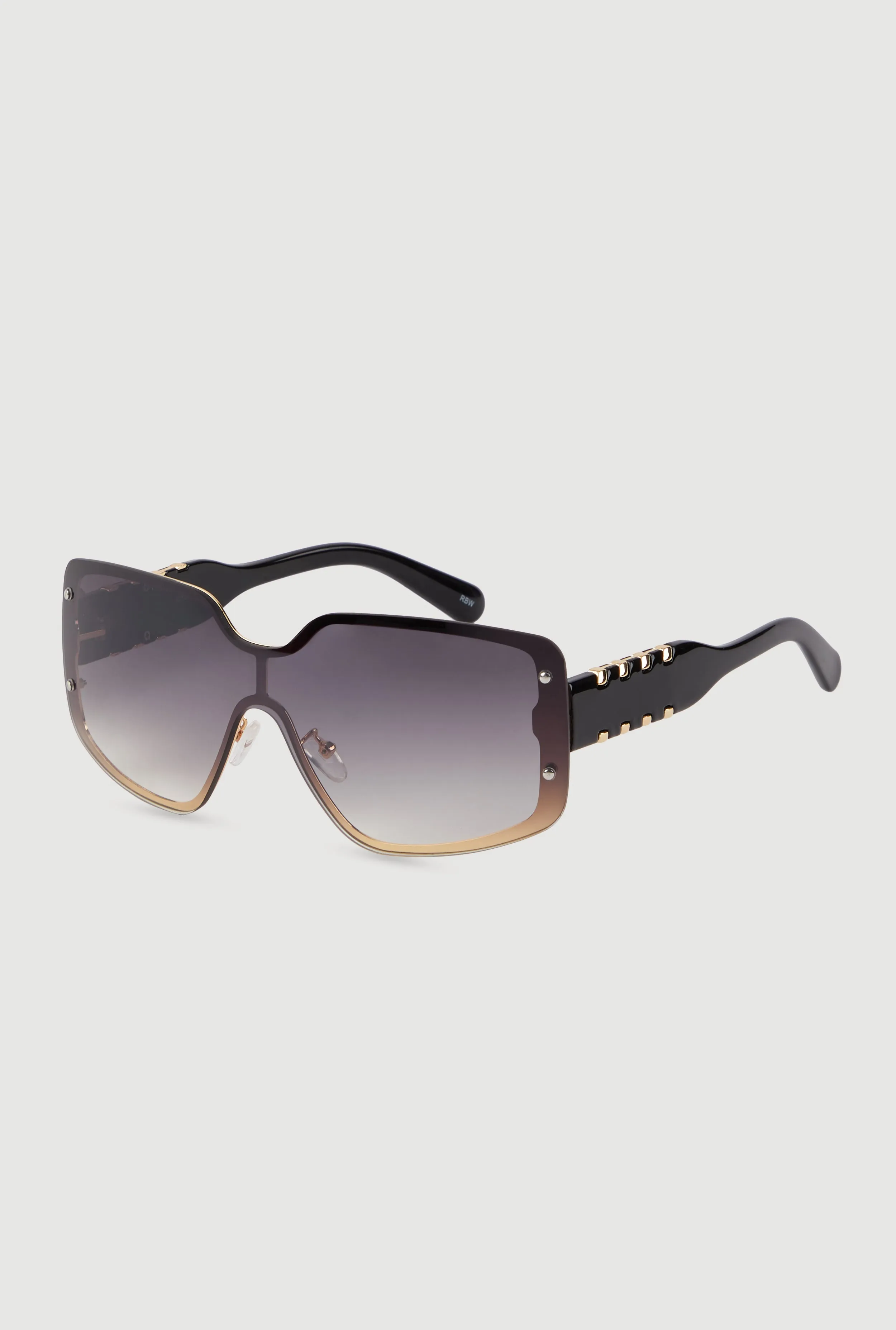 Gradient Lens Shield Sunglasses with Stud Detail sold by Rainbow product image thumbnail 3