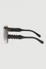 Gradient Lens Shield Sunglasses with Stud Detail sold by Rainbow