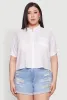 Plus Size Chic Boxy Button Front Short Sleeve Shirt sold by Rainbow