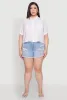 Plus Size Chic Boxy Button Front Short Sleeve Shirt sold by Rainbow