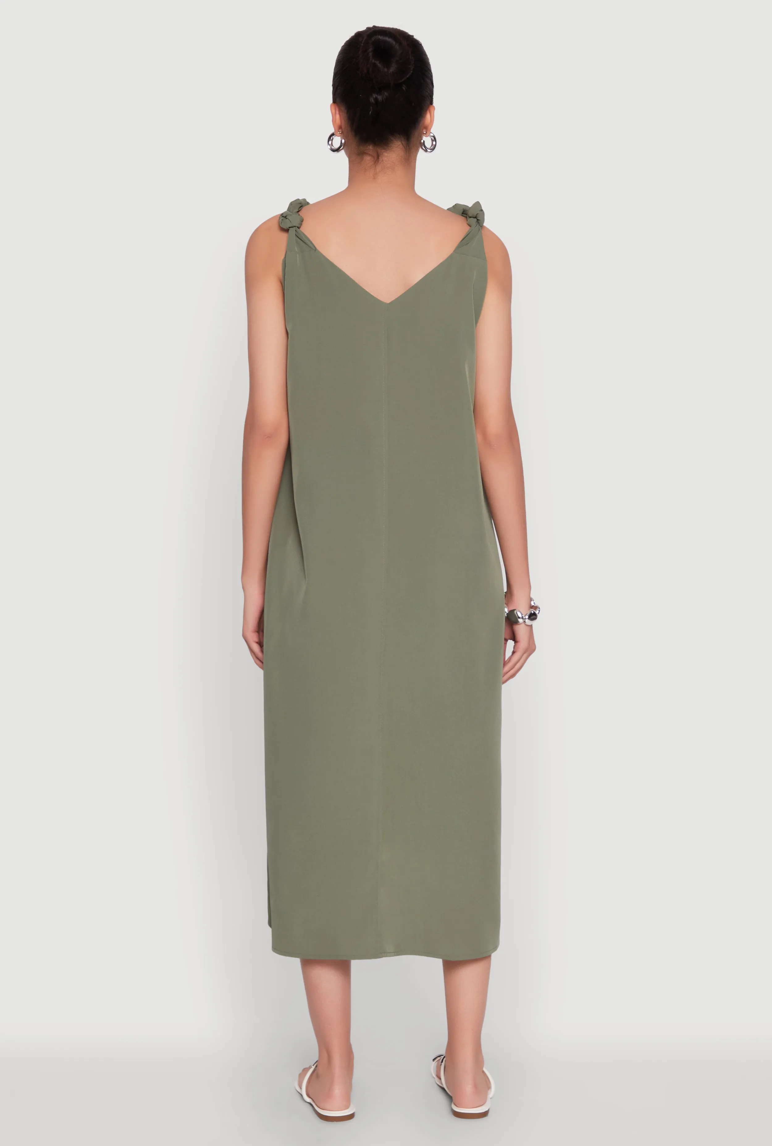 Chic V-Neck Knot Strap Pleated Detail Sundress for Summer sold by Rainbow product image thumbnail 5