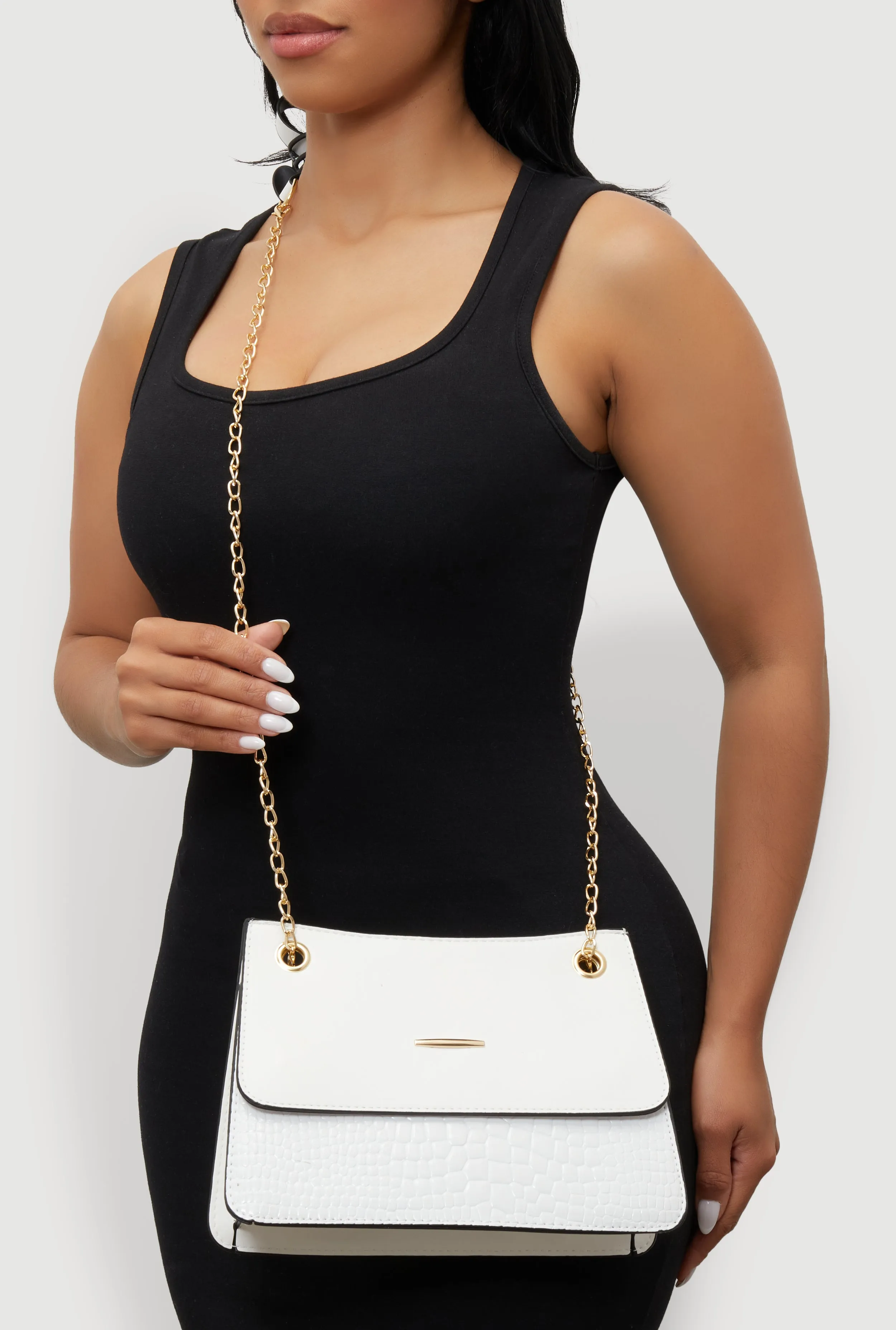 Chic Metallic Faux Leather Crossbody Bag with Removable Strap sold by Rainbow product image thumbnail 3