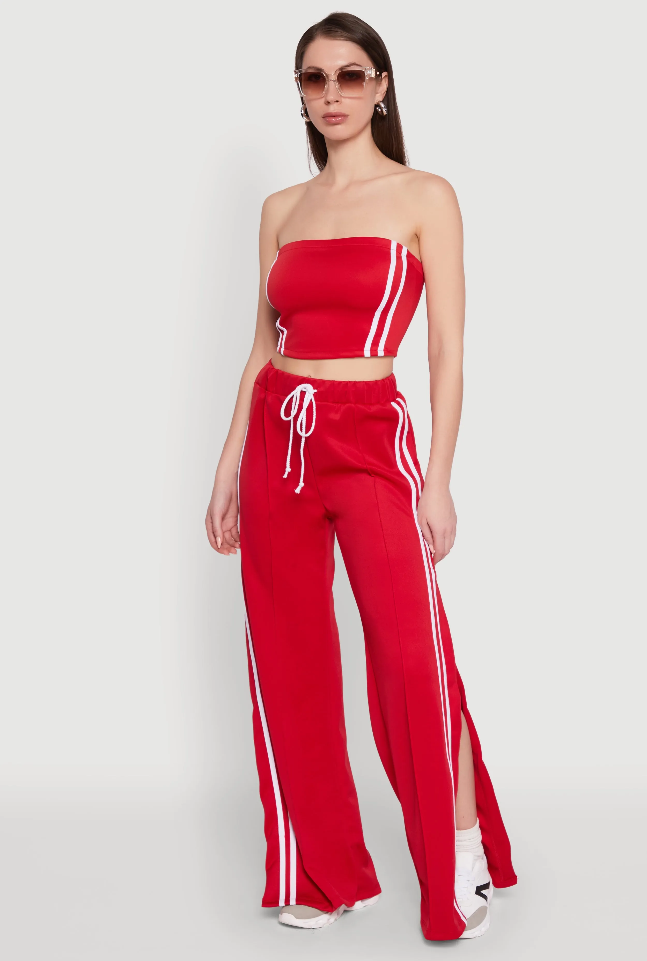 Trendy Strapless Varsity Stripe Tube Top sold by Rainbow