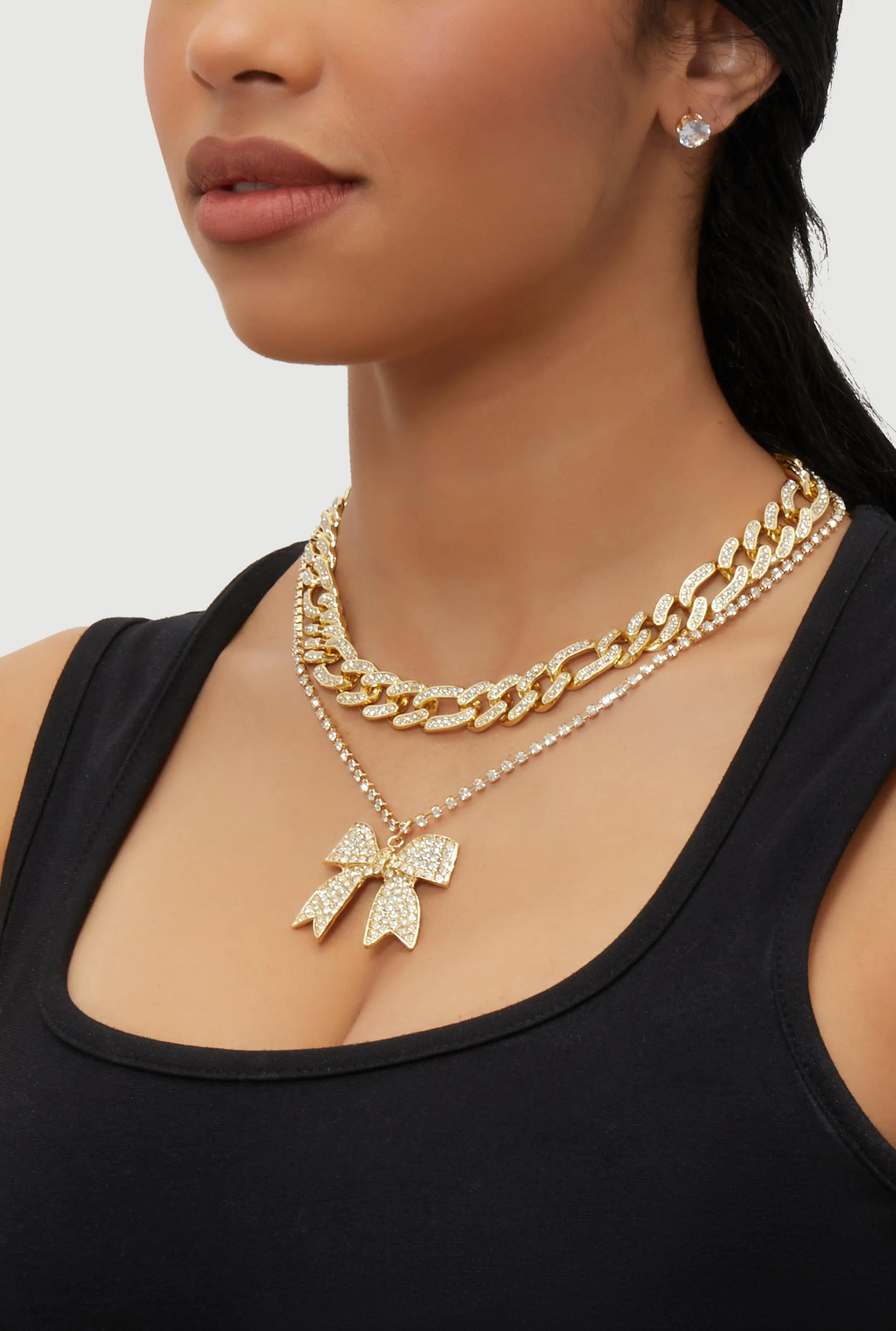 Elegant Cubic Zirconia Bow Detail Necklace Set sold by Rainbow product image thumbnail 2