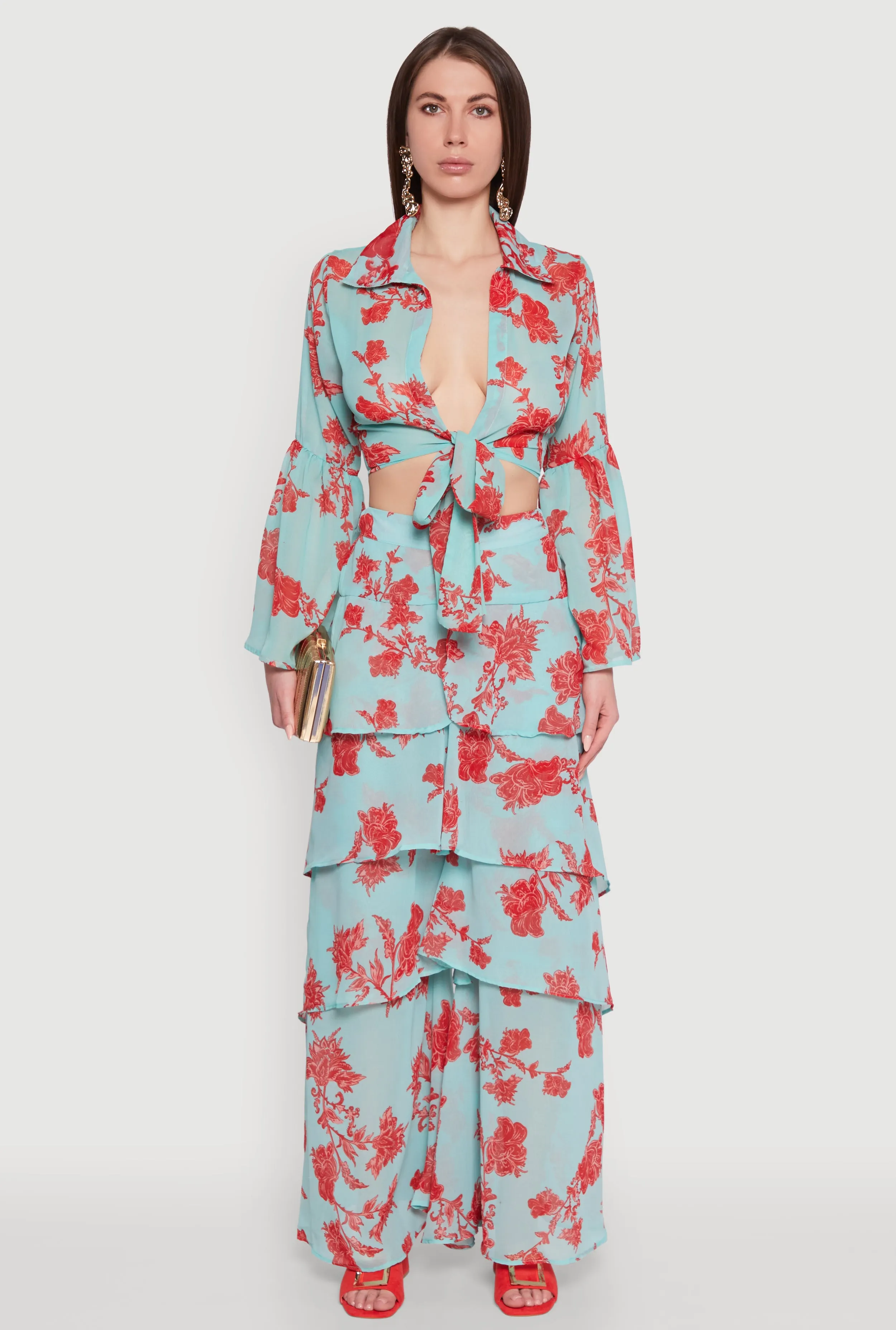 Spoon Jeans Chiffon Cropped Bell Sleeve Top sold by Rainbow product image thumbnail 3