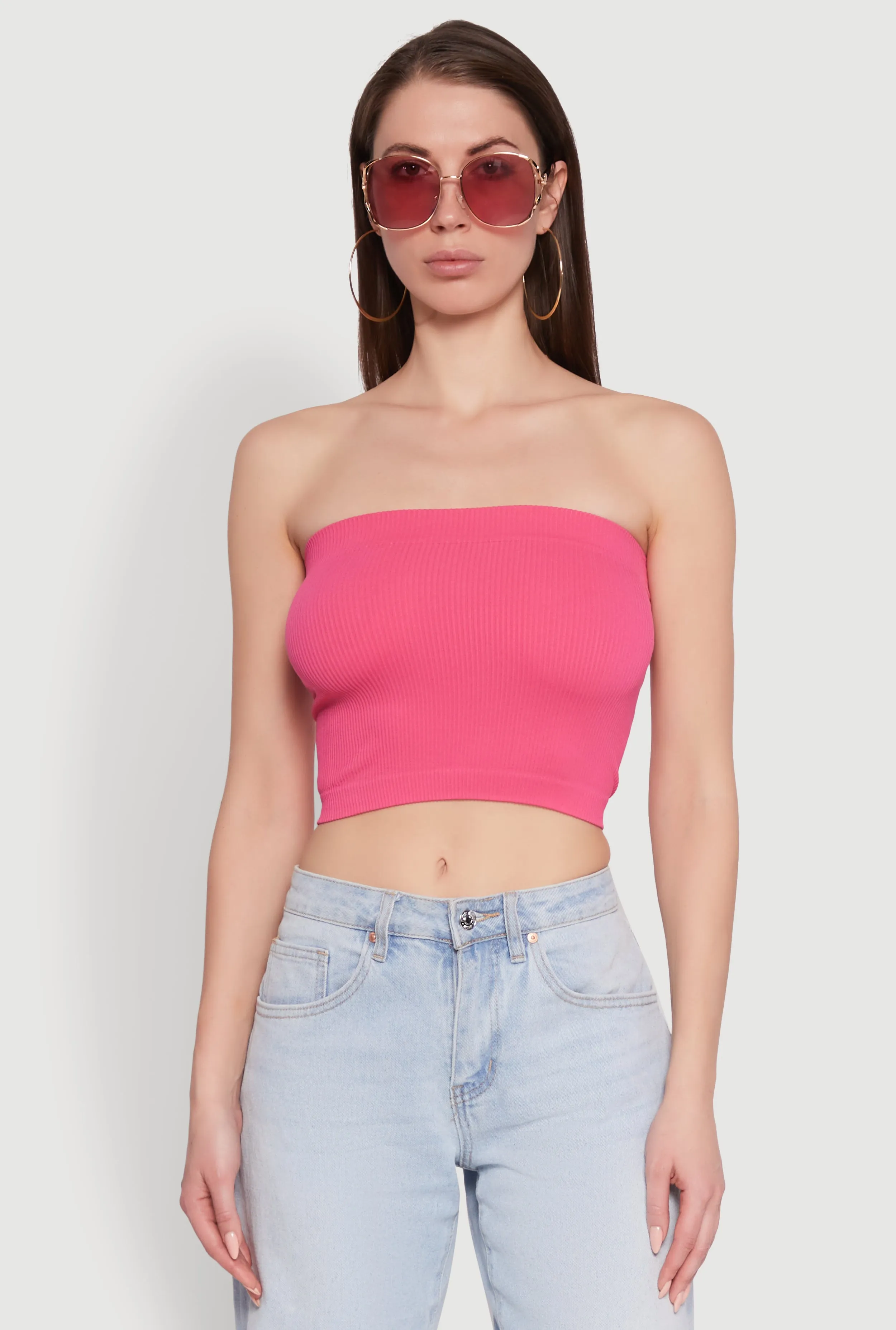 Ribbed Knit Seamless Tube Top sold by Rainbow product image thumbnail 2