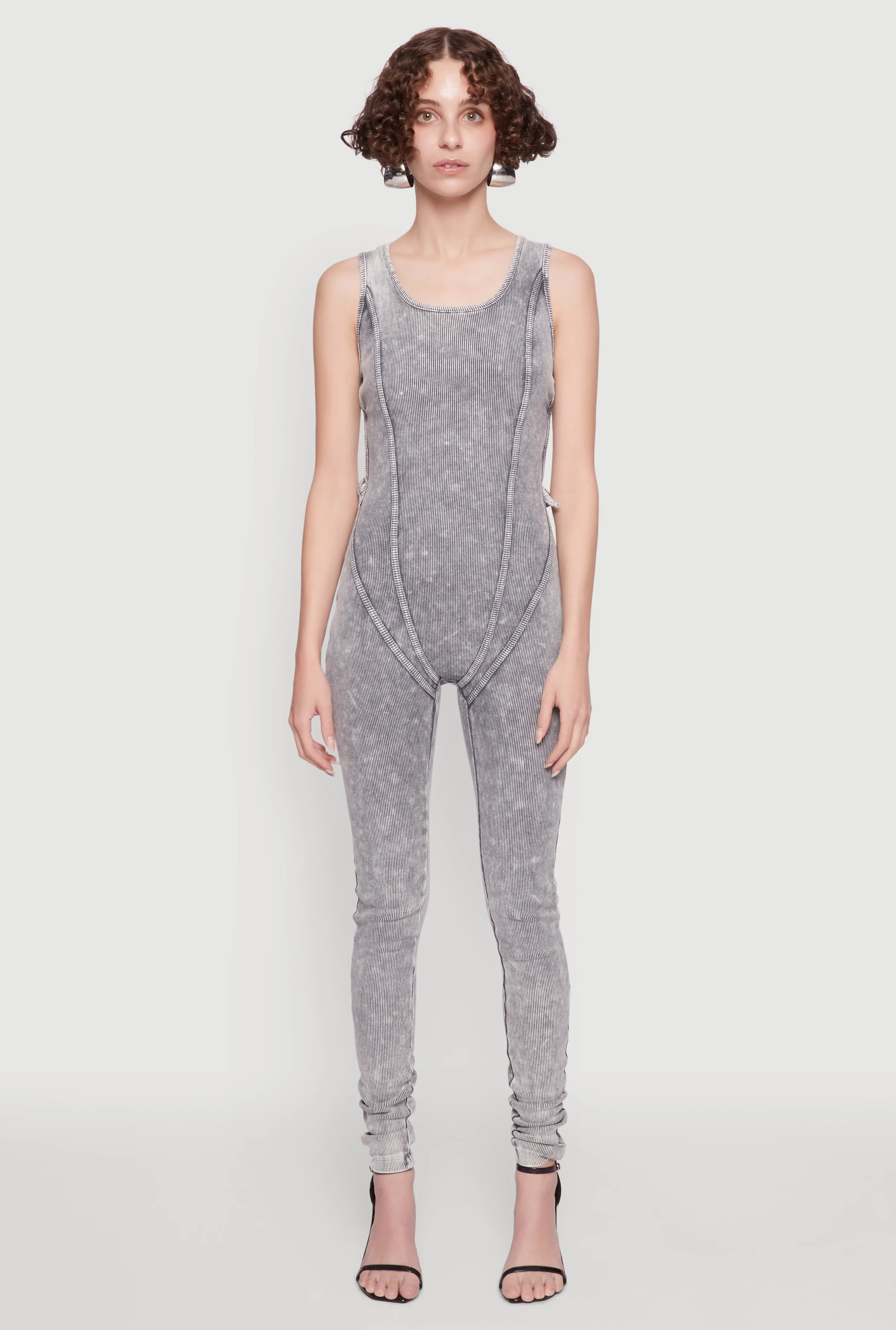 Mineral Wash Lace Up Back Pintuck Jumpsuit sold by Rainbow product image thumbnail 2