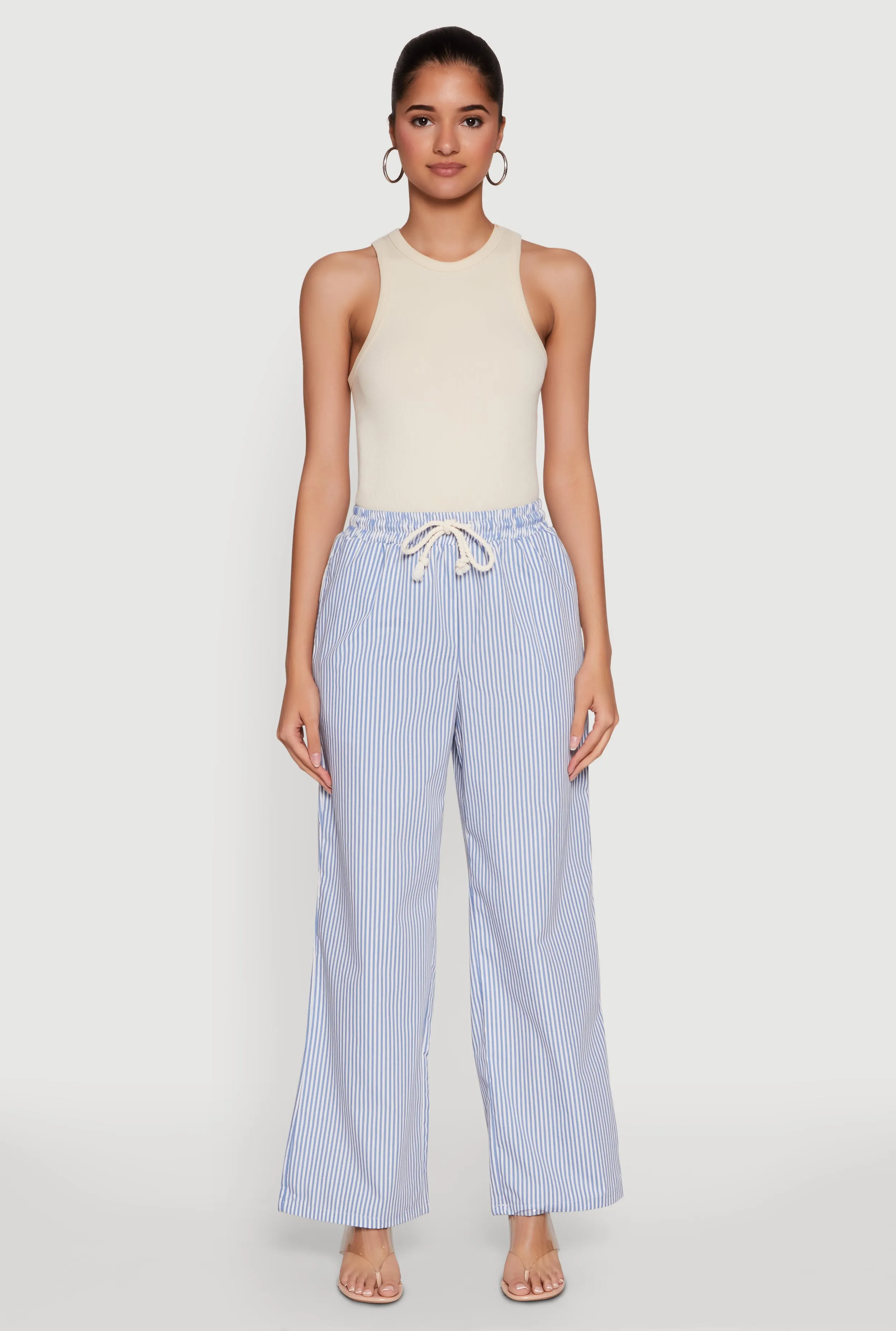 Casual Striped Drawstring Waist Wide Leg Pants sold by Rainbow product image thumbnail 2