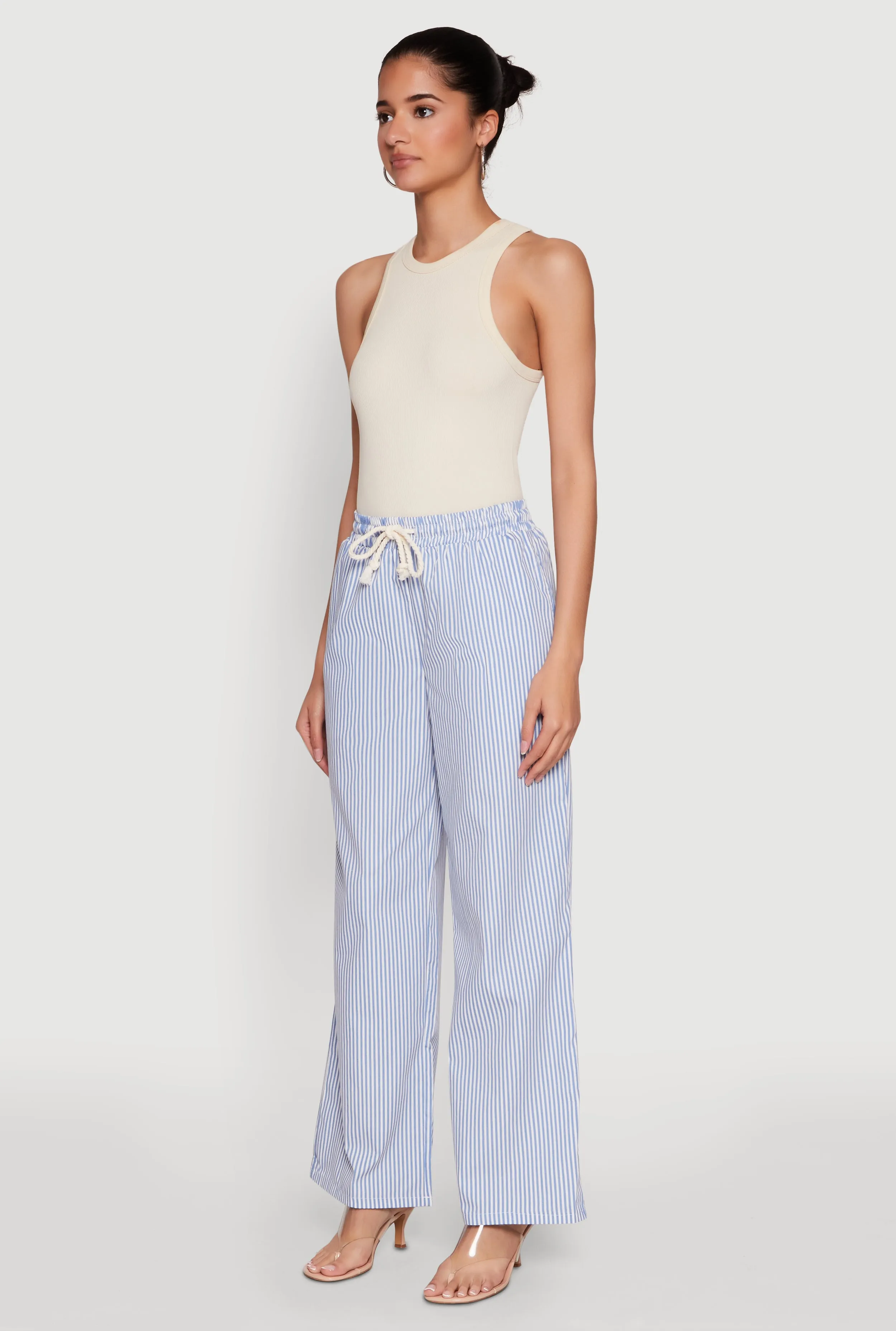 Casual Striped Drawstring Waist Wide Leg Pants sold by Rainbow product image thumbnail 3