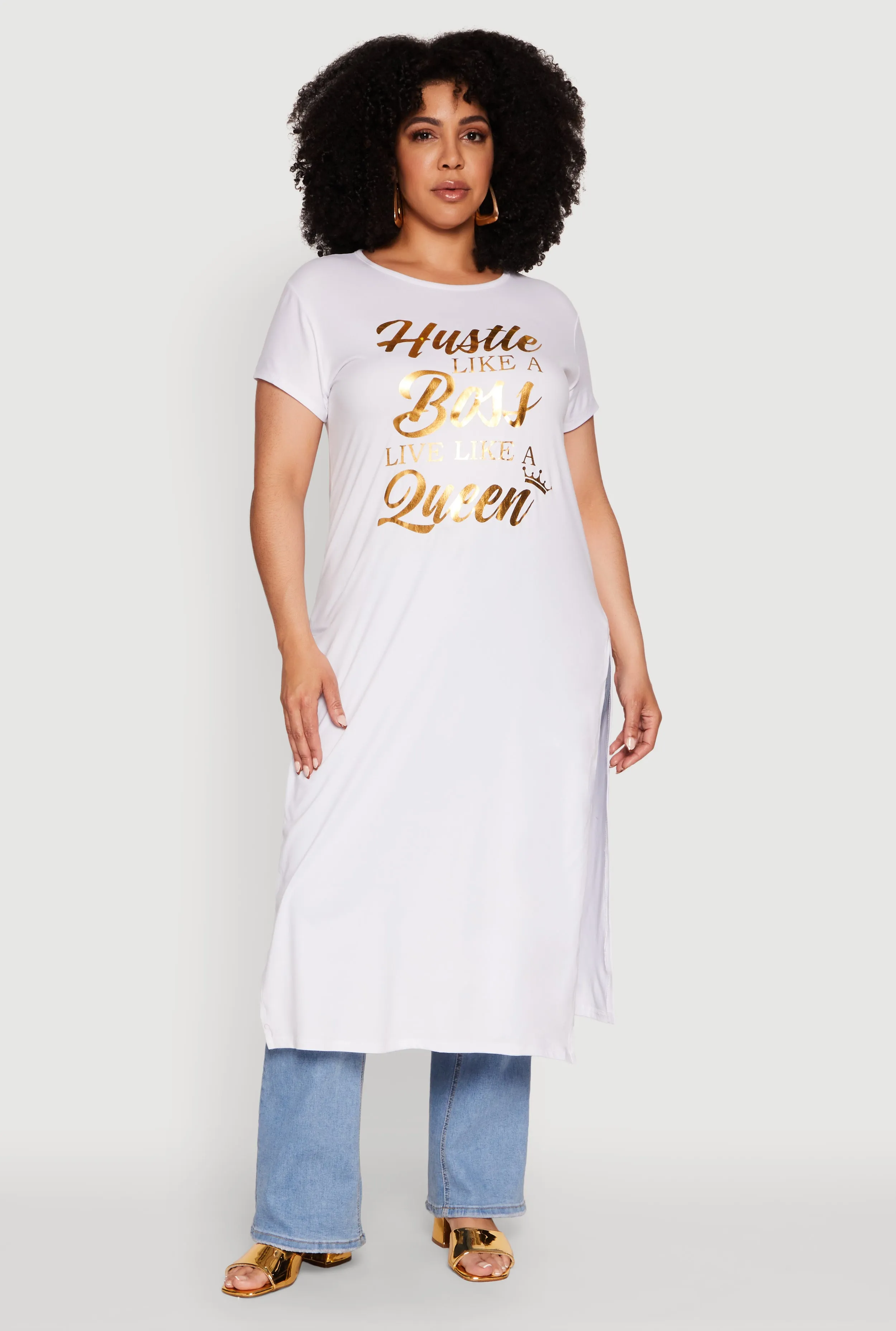 Plus Size Hustle Like A Boss Live Like A Queen Maxi Top sold by Rainbow product image thumbnail 2
