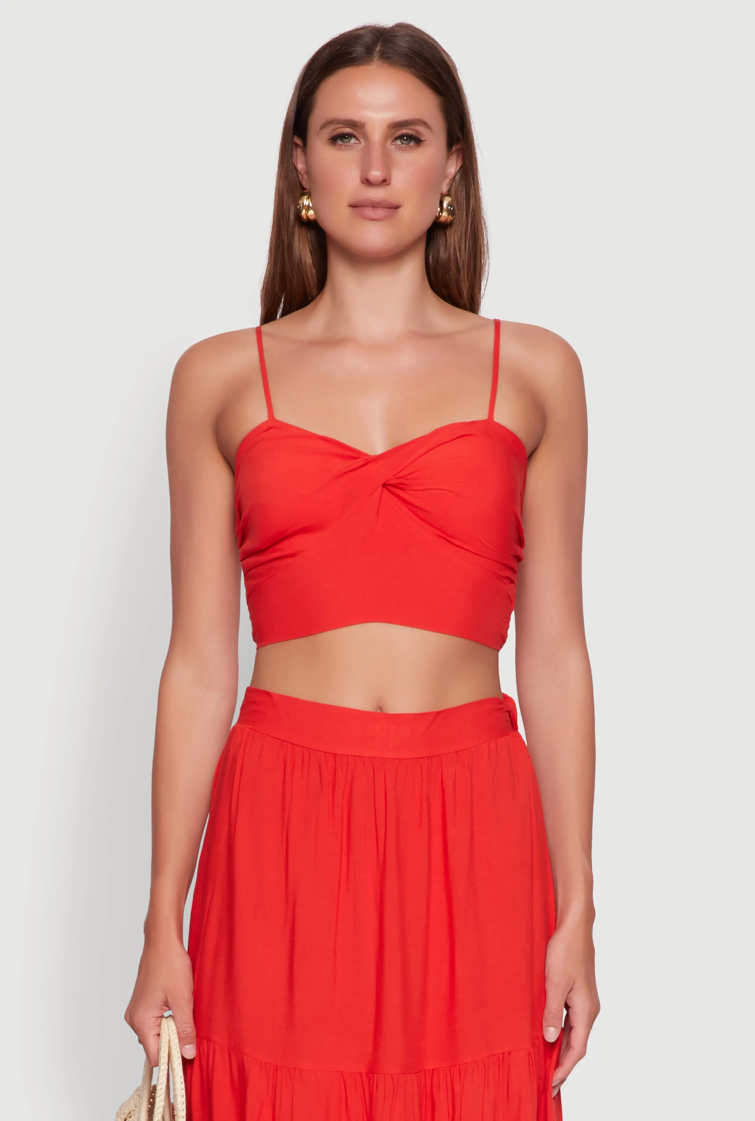 Stylish Padded Bustier with Twist Front Sweetheart Neckline sold by Rainbow