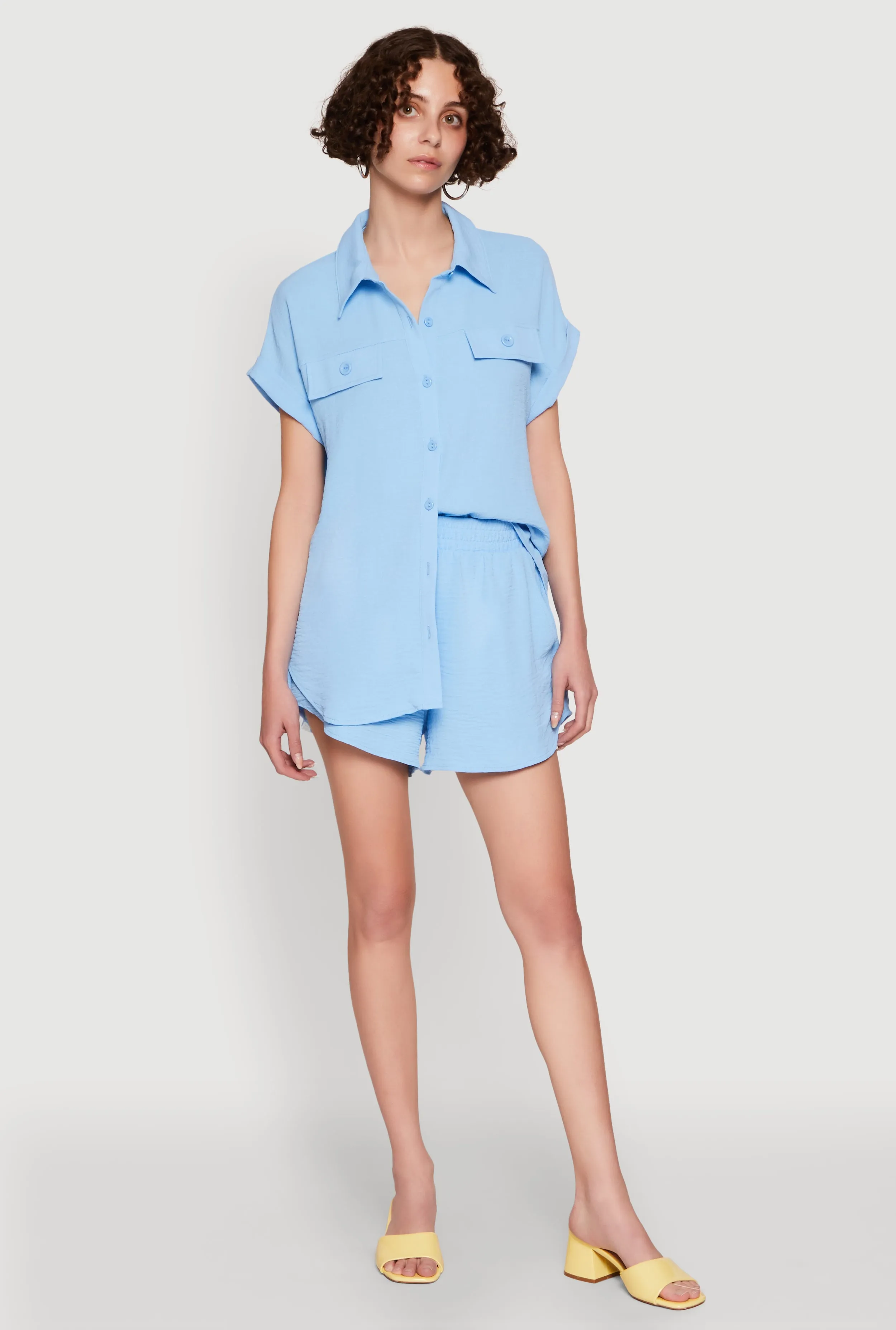 Chic Crepe Knit Button Front Shirt with Flap Pockets sold by Rainbow product image thumbnail 3