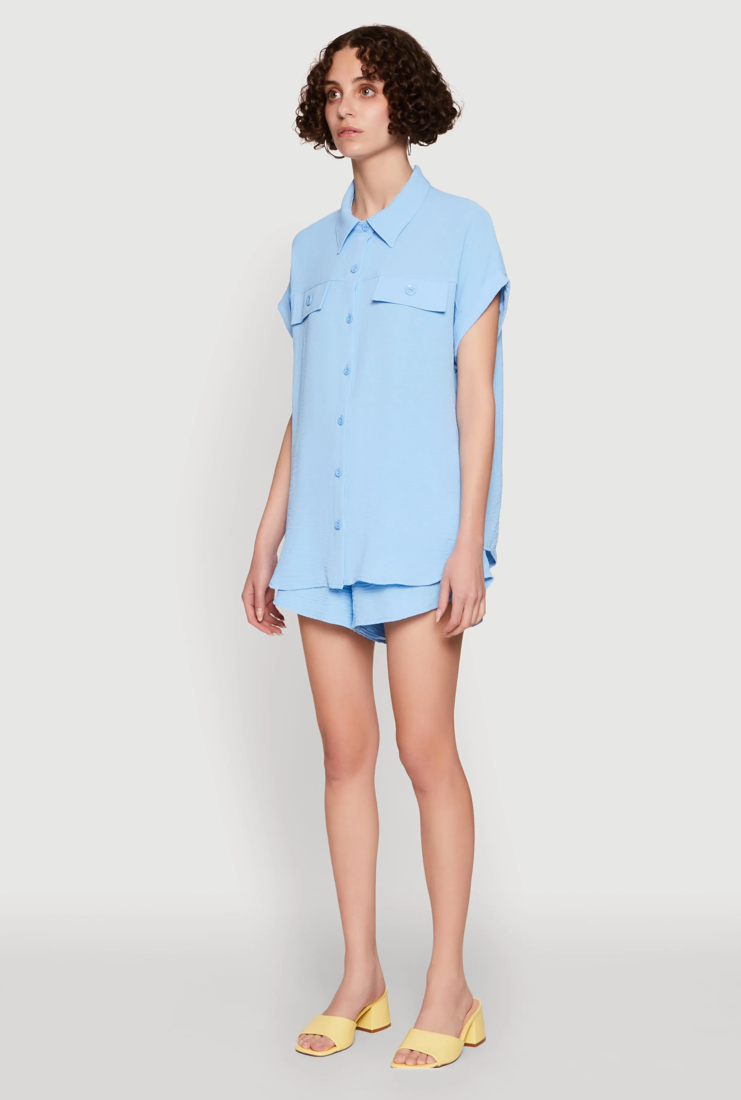 Chic Crepe Knit Button Front Shirt with Flap Pockets sold by Rainbow product image thumbnail 5