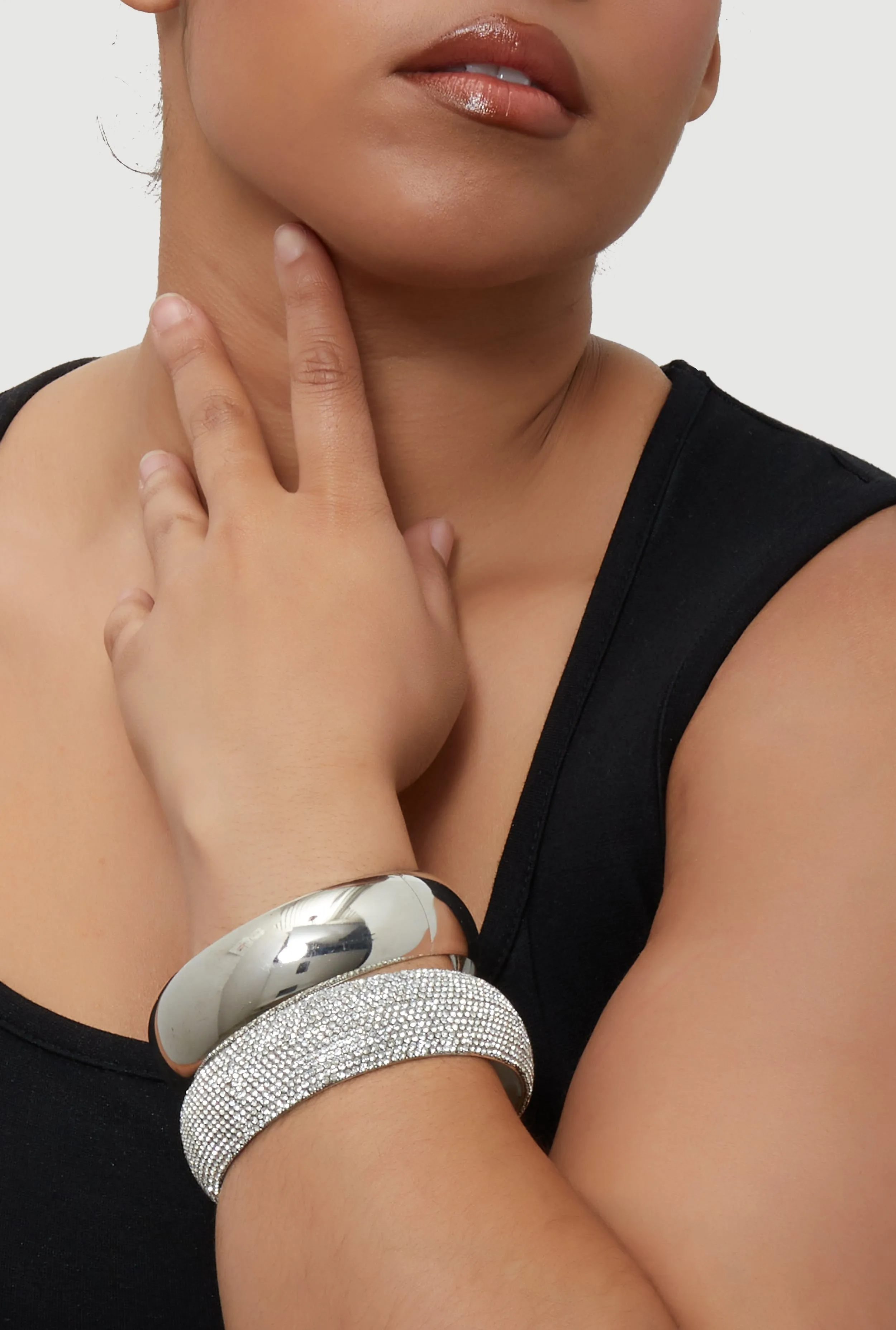 Rhinestone Shiny Metallic 2-Piece Bracelet Set sold by Rainbow product image thumbnail 2