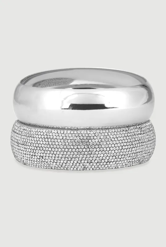 Rhinestone Shiny Metallic 2-Piece Bracelet Set sold by Rainbow